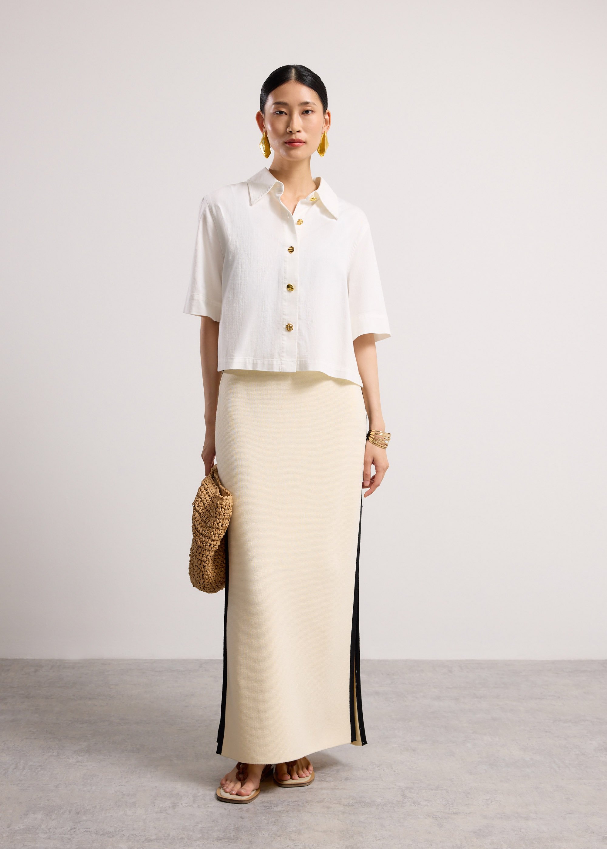 

Chambray Boxy Collared Button Down Shirt Love, Bonito