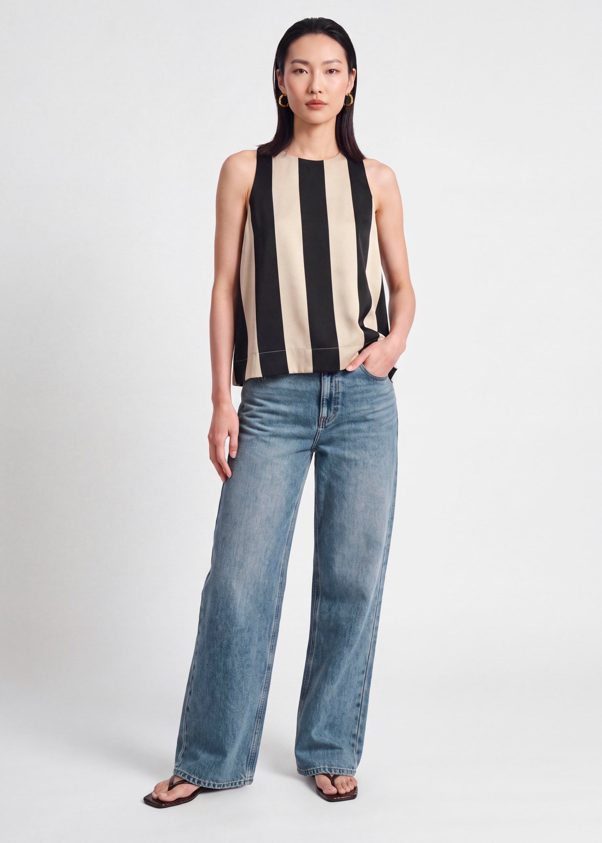 Bold Stripes Satin Trapeze Top Love, Bonito: retailer-supplied image