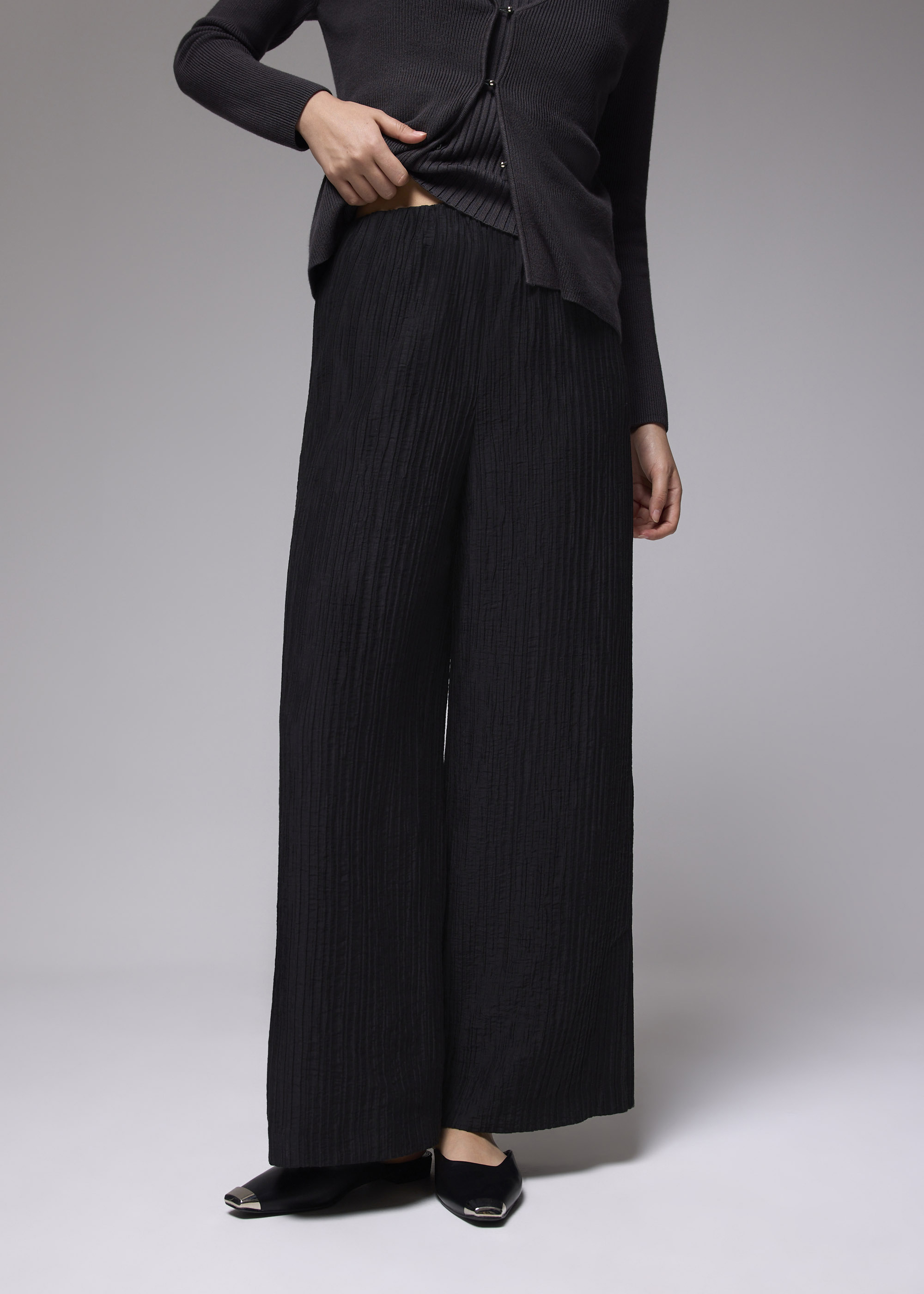 

Leggyâ„¢ Crinkled High Waist Wide Leg Pants-014-S