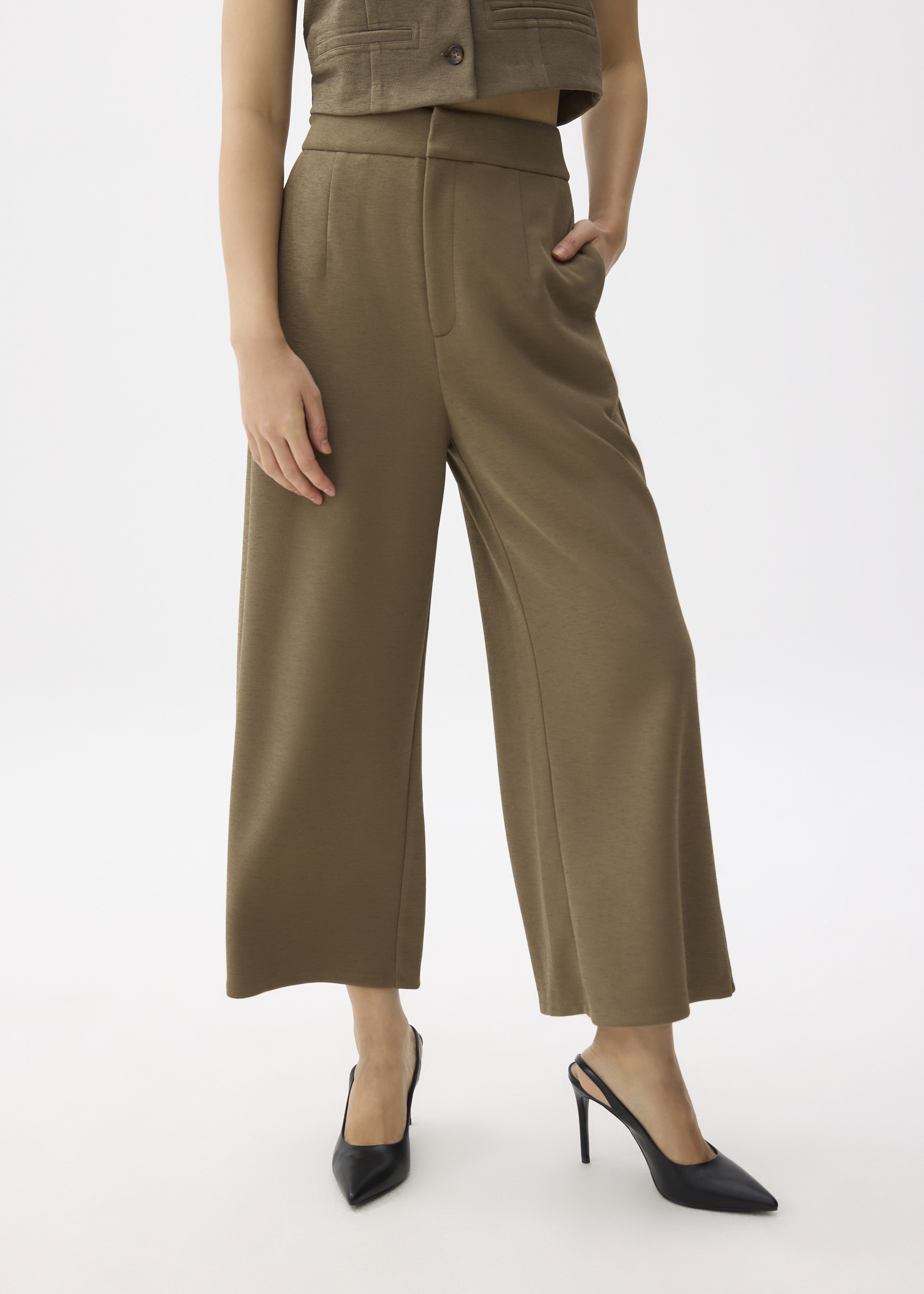 

Hight Waist Cropped Wide Leg Culottes-235-S
