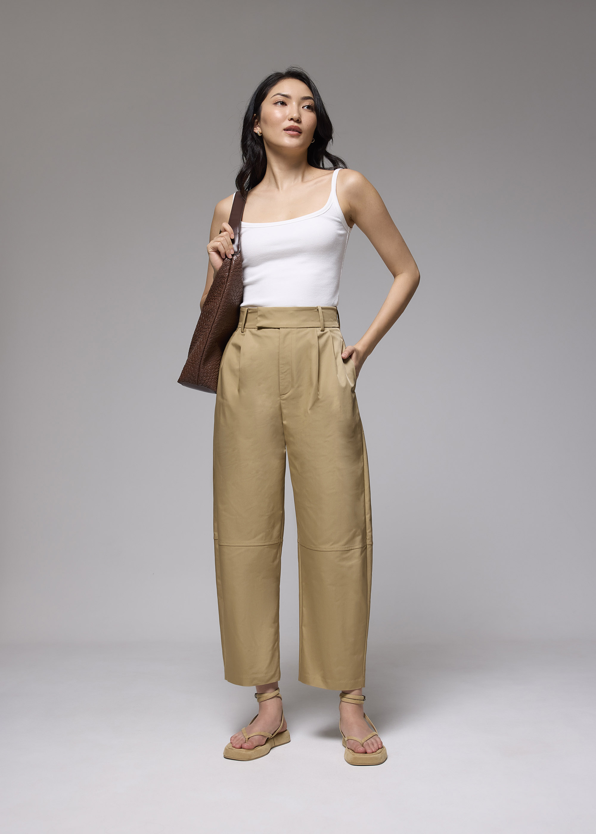 

High Waist Barrel Pants-124-S