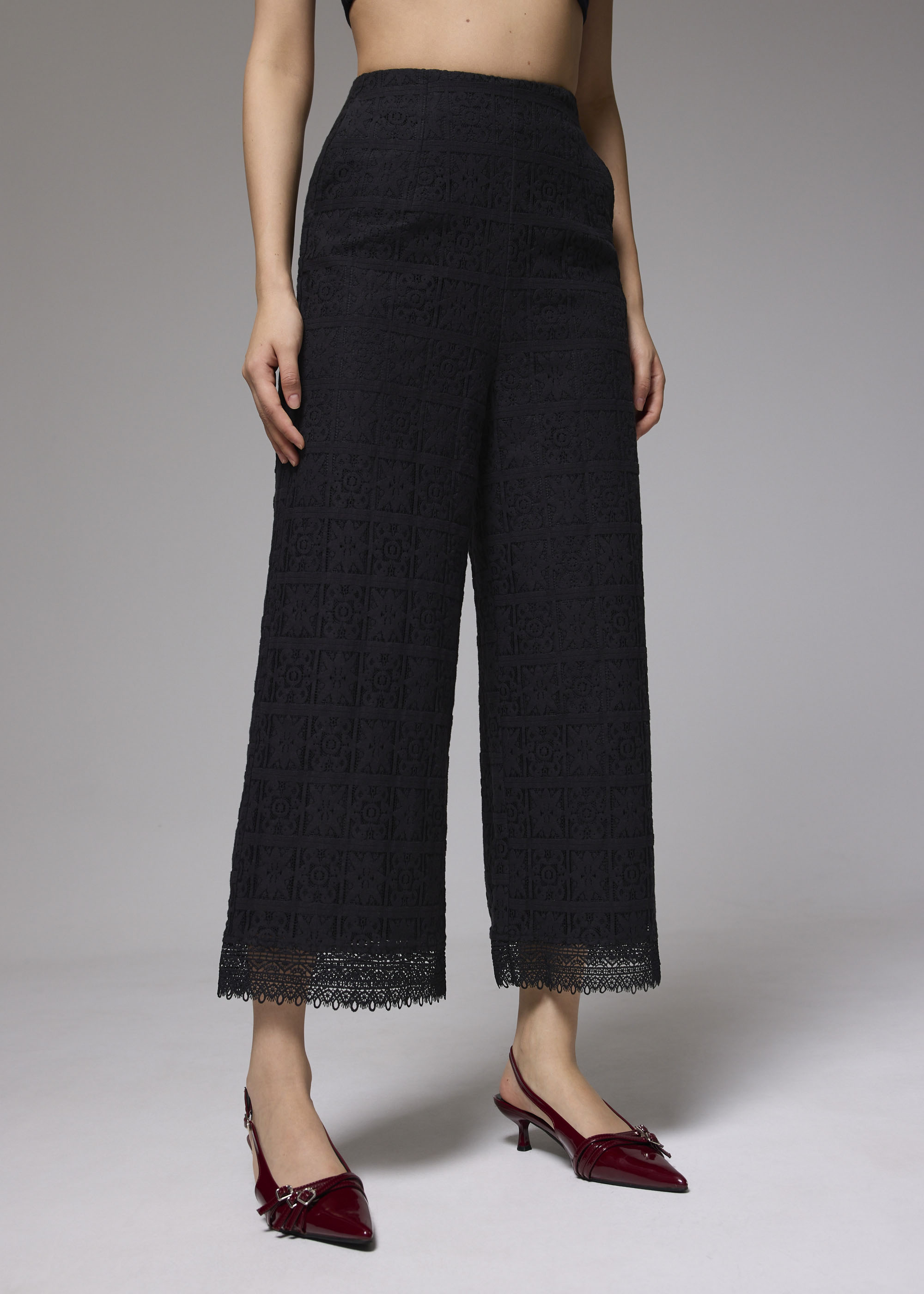 

Lace High Waist Wide Leg Culottes-014-XS