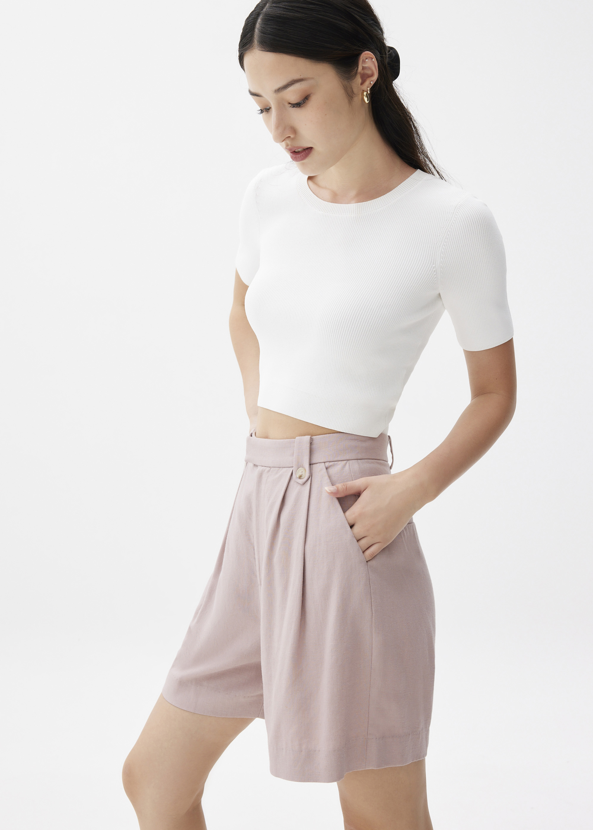 

Linen A-line Shorts-076-XS