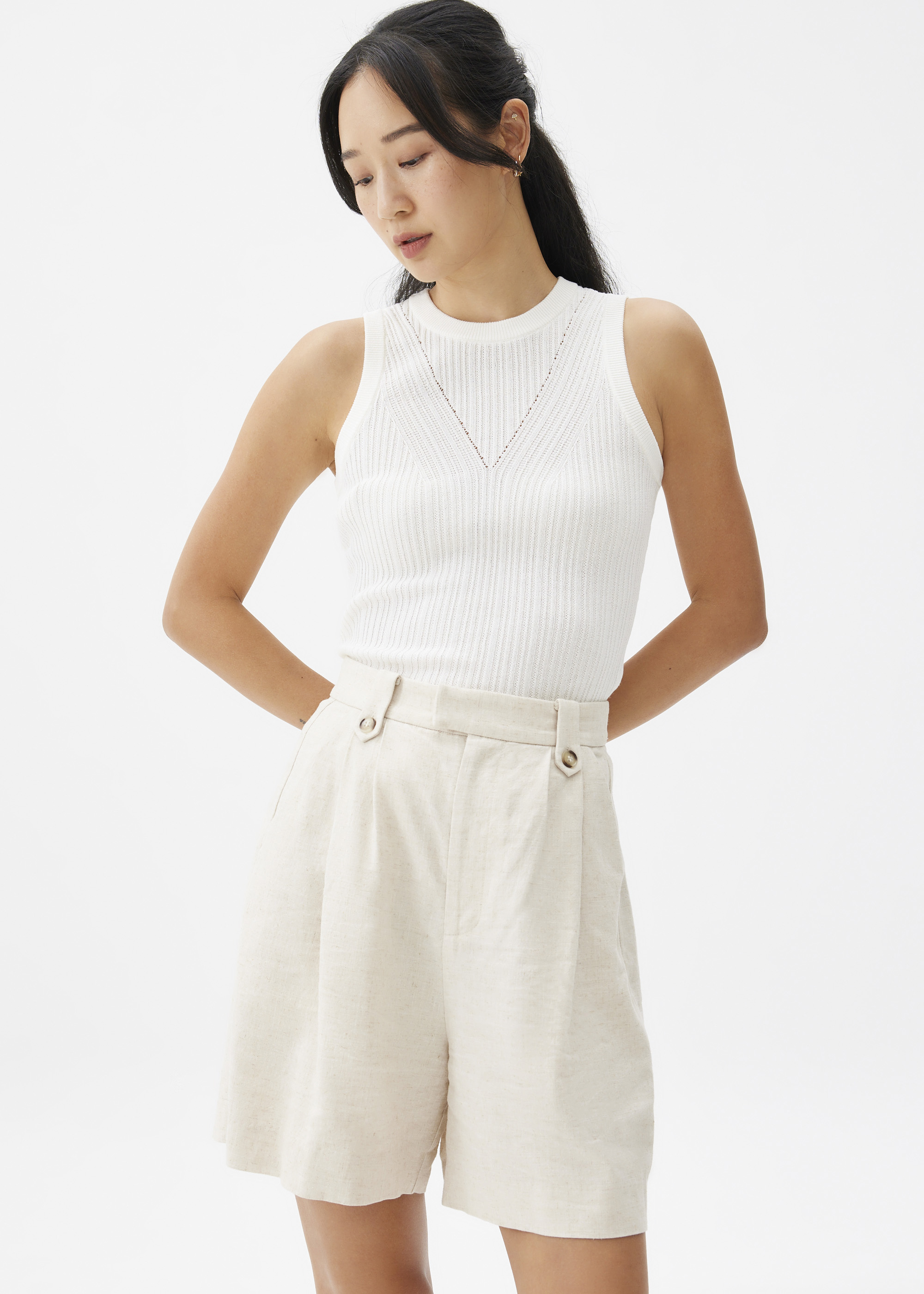 

Linen A-line Shorts-082-XS