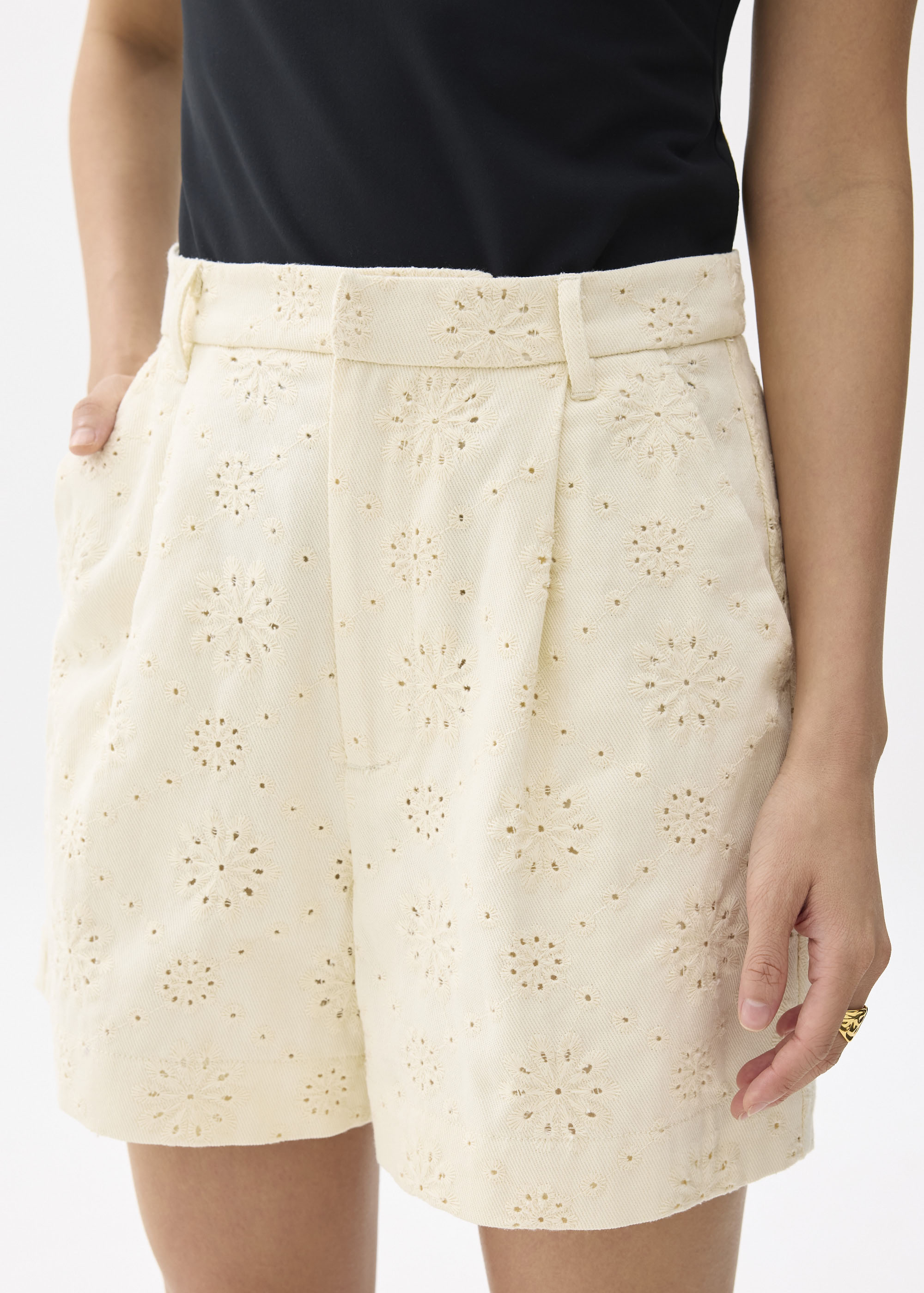 

Broderie High Waist Tailored Shorts-035-L