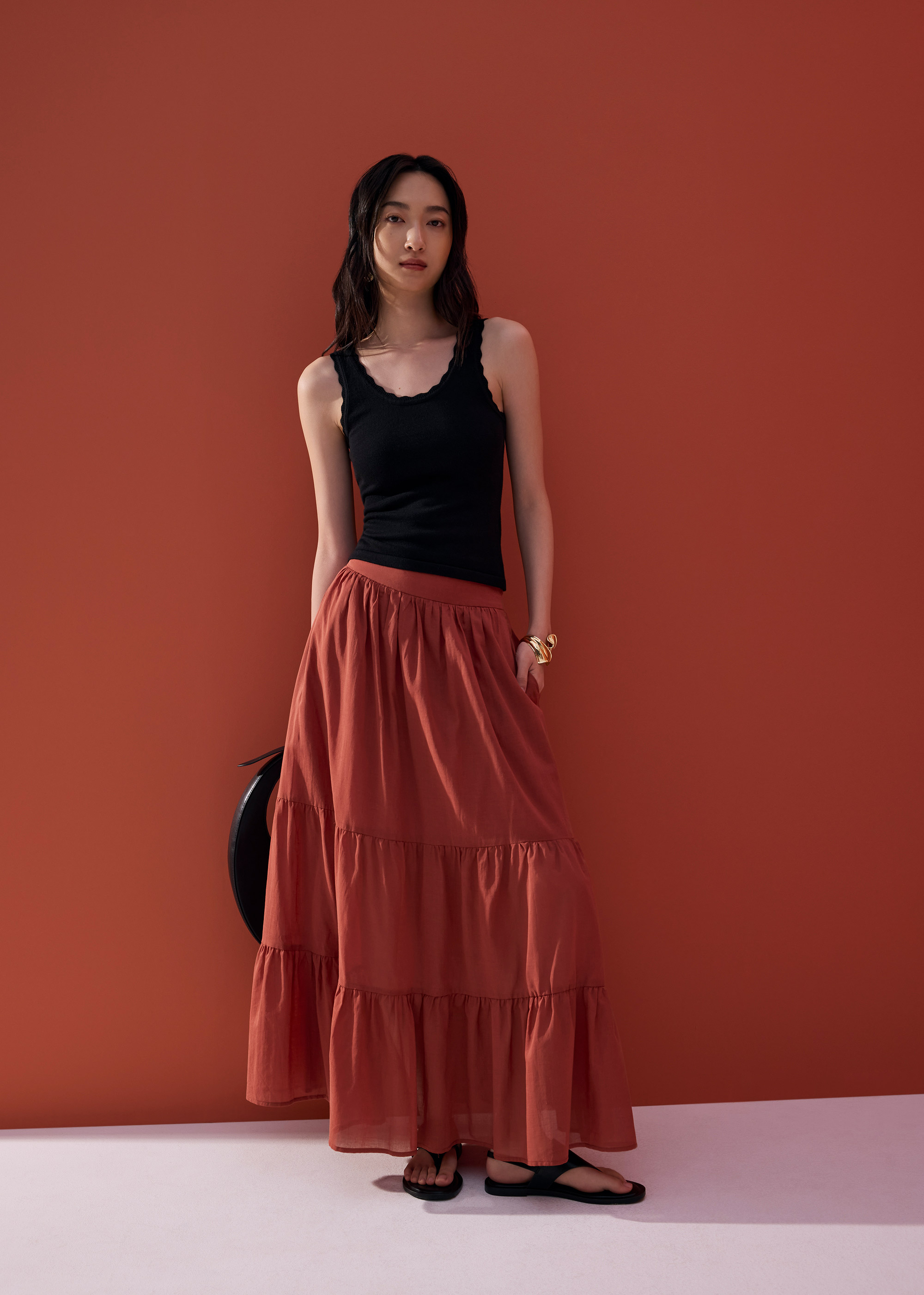 

Cotton Flare Maxi Skirt in Desert Haze