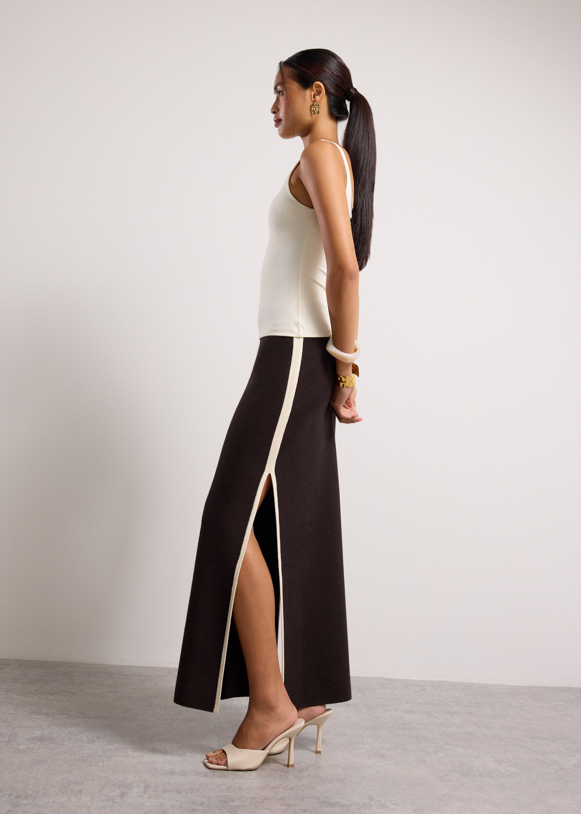 

Elastic Knit High Waist Column Maxi Skirt Love, Bonito