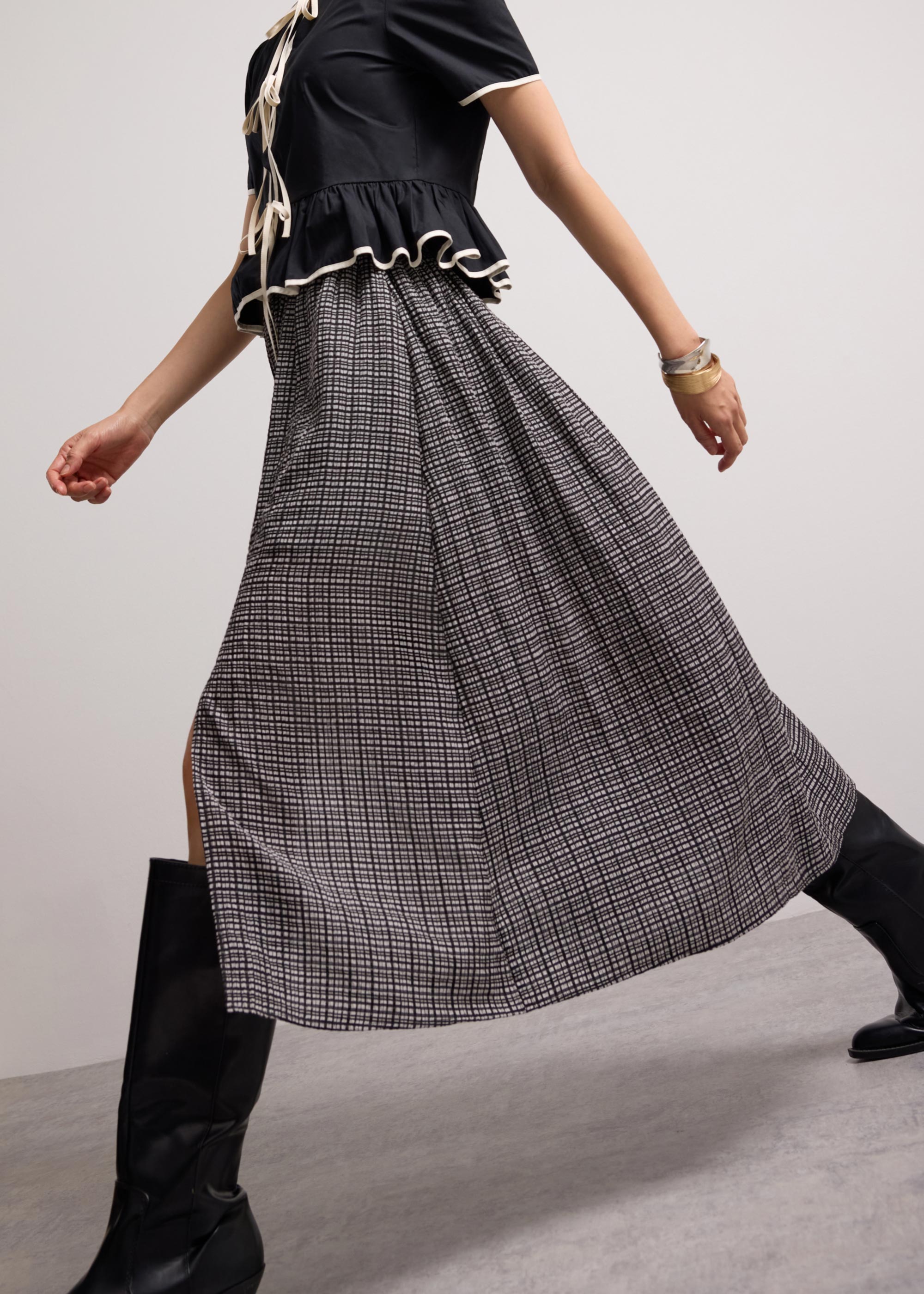 

Crinkled Check Lyocell High Waist Flare Midaxi Skirt Love, Bonito