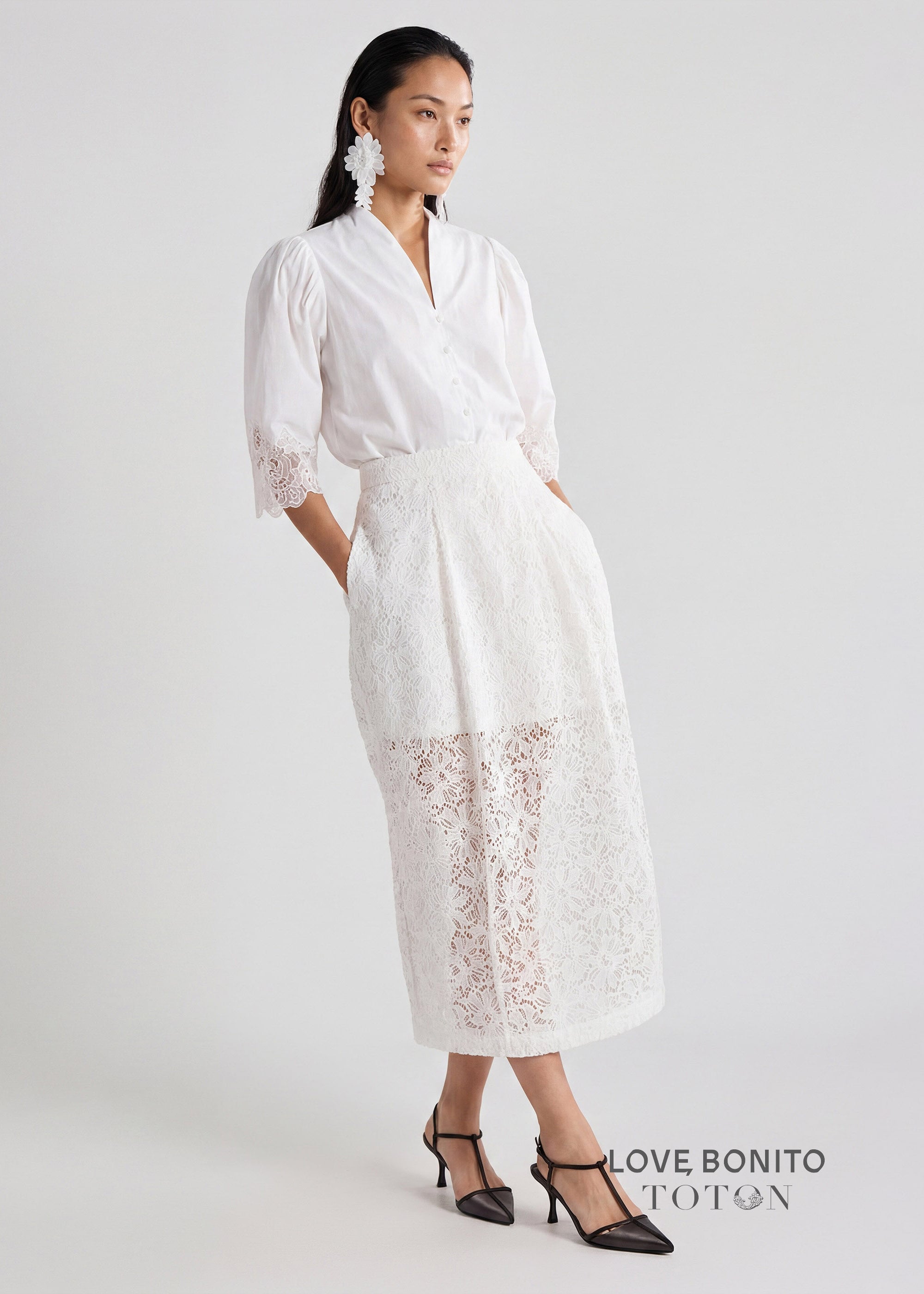 Love, Bonito x TOTON Lace Cocoon Skirt Love, Bonito: retailer-supplied image