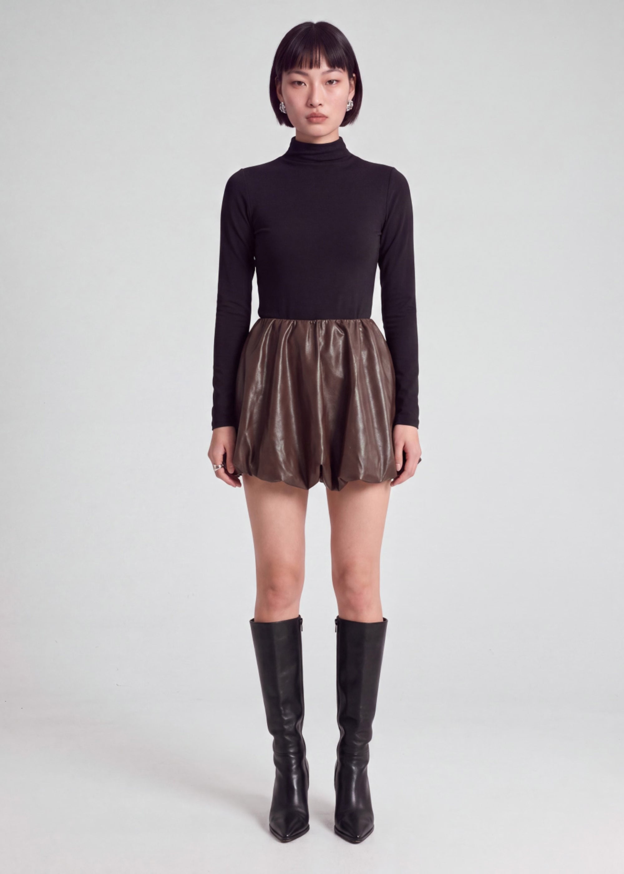 Vegan Leather Bubble Mini Skirt Love, Bonito: retailer-supplied image