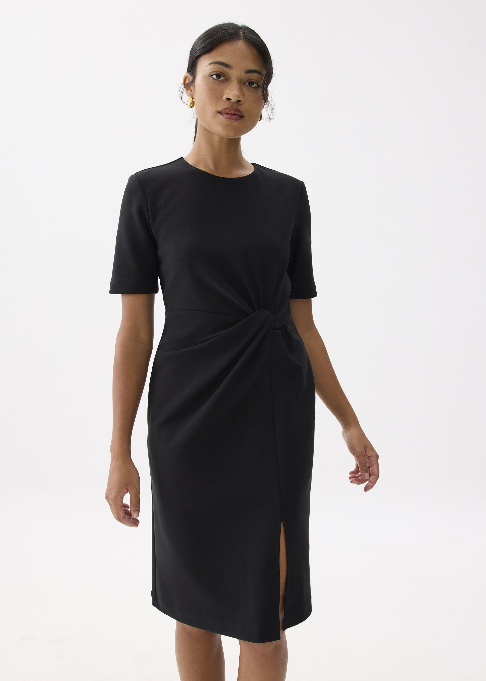 

Front Twist Column Midi Dress-014-XS