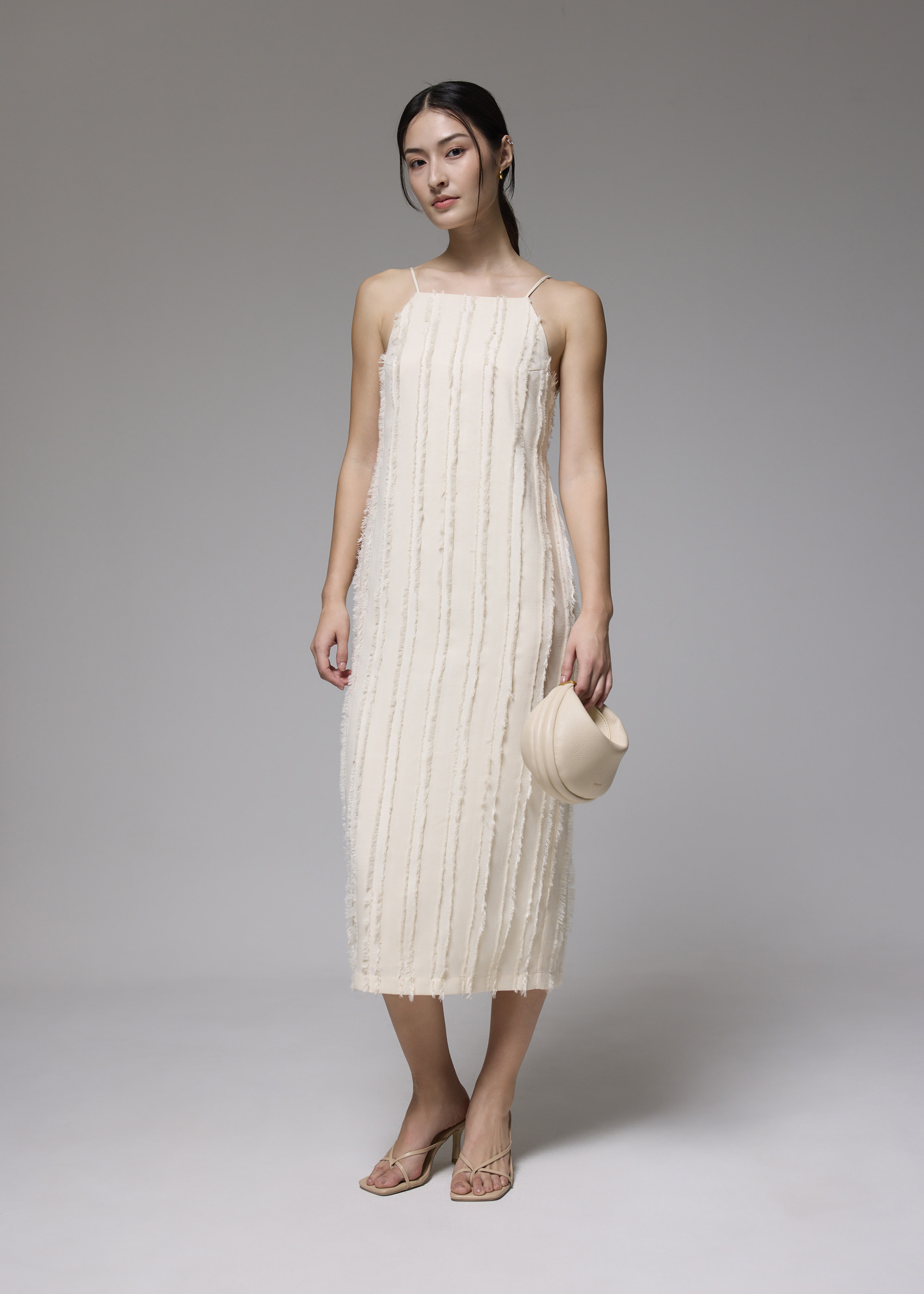 

Fray Straight Neck Column Midaxi Dress