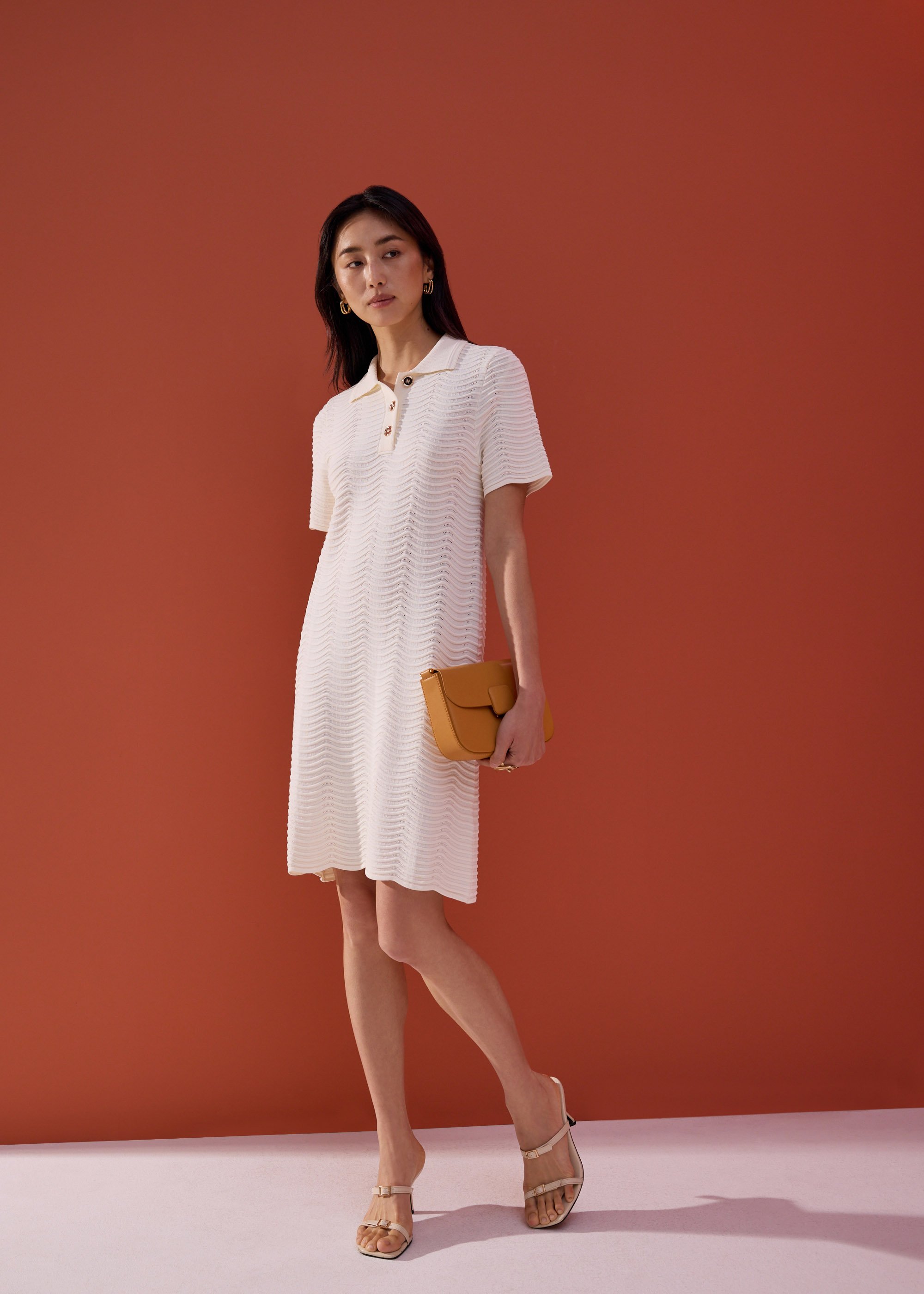 

Wavy Knit Collared A-Line Mini Dress Love, Bonito