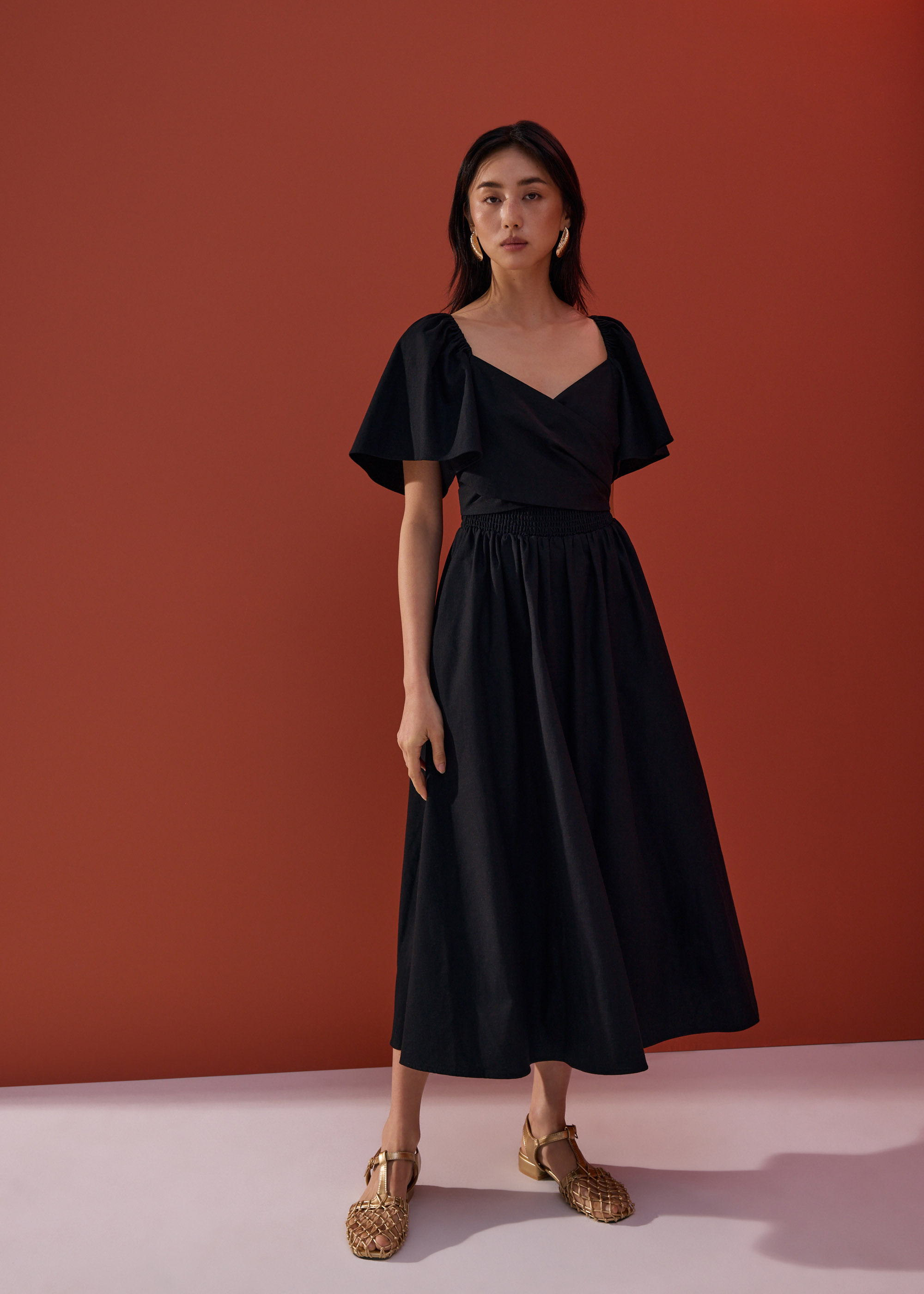 

Reversible Bell Sleeve Fit & Flare Midaxi Dress
