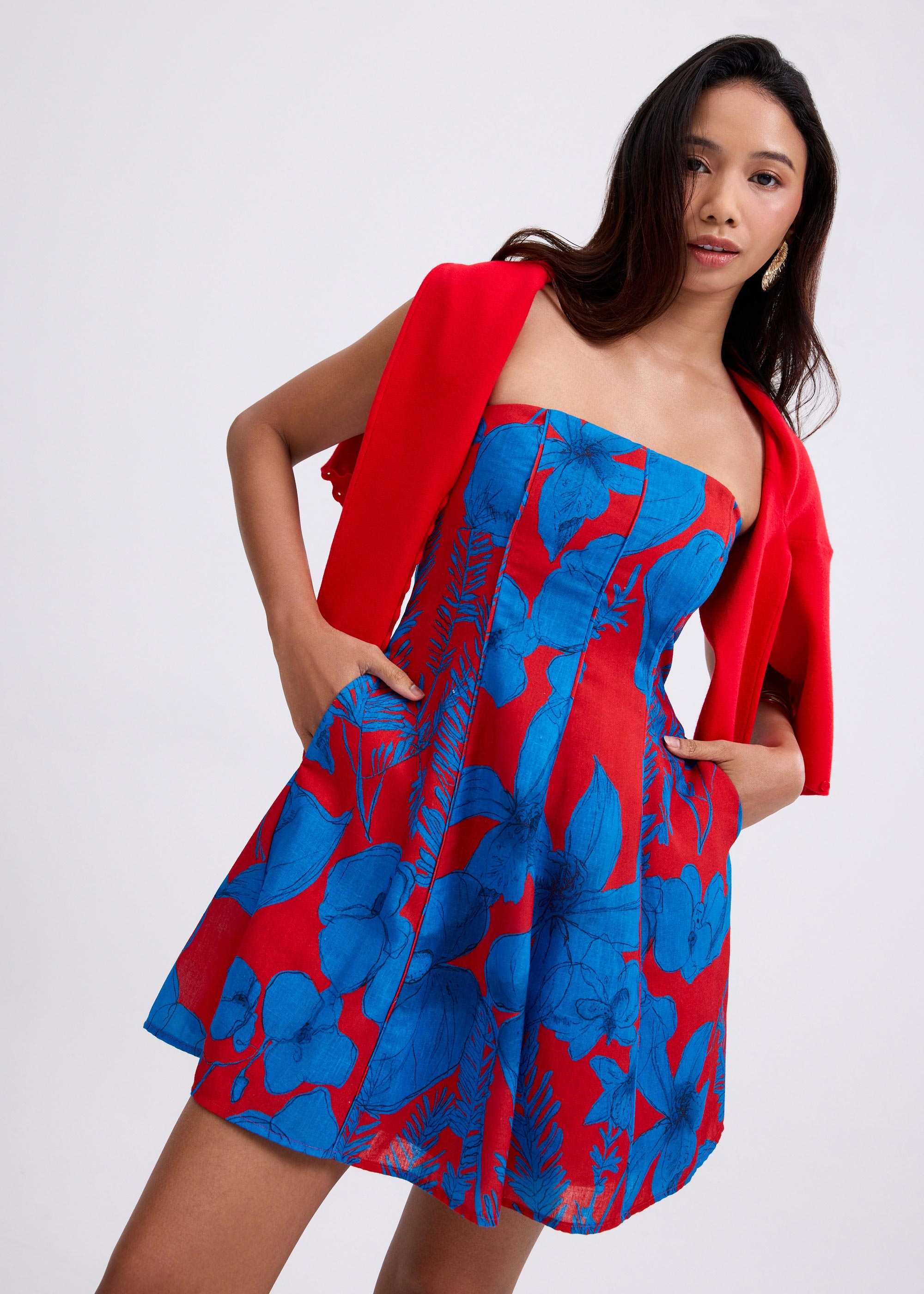 

Padded Tube Fit & Flare Mini Dress in Garden City Blooms
