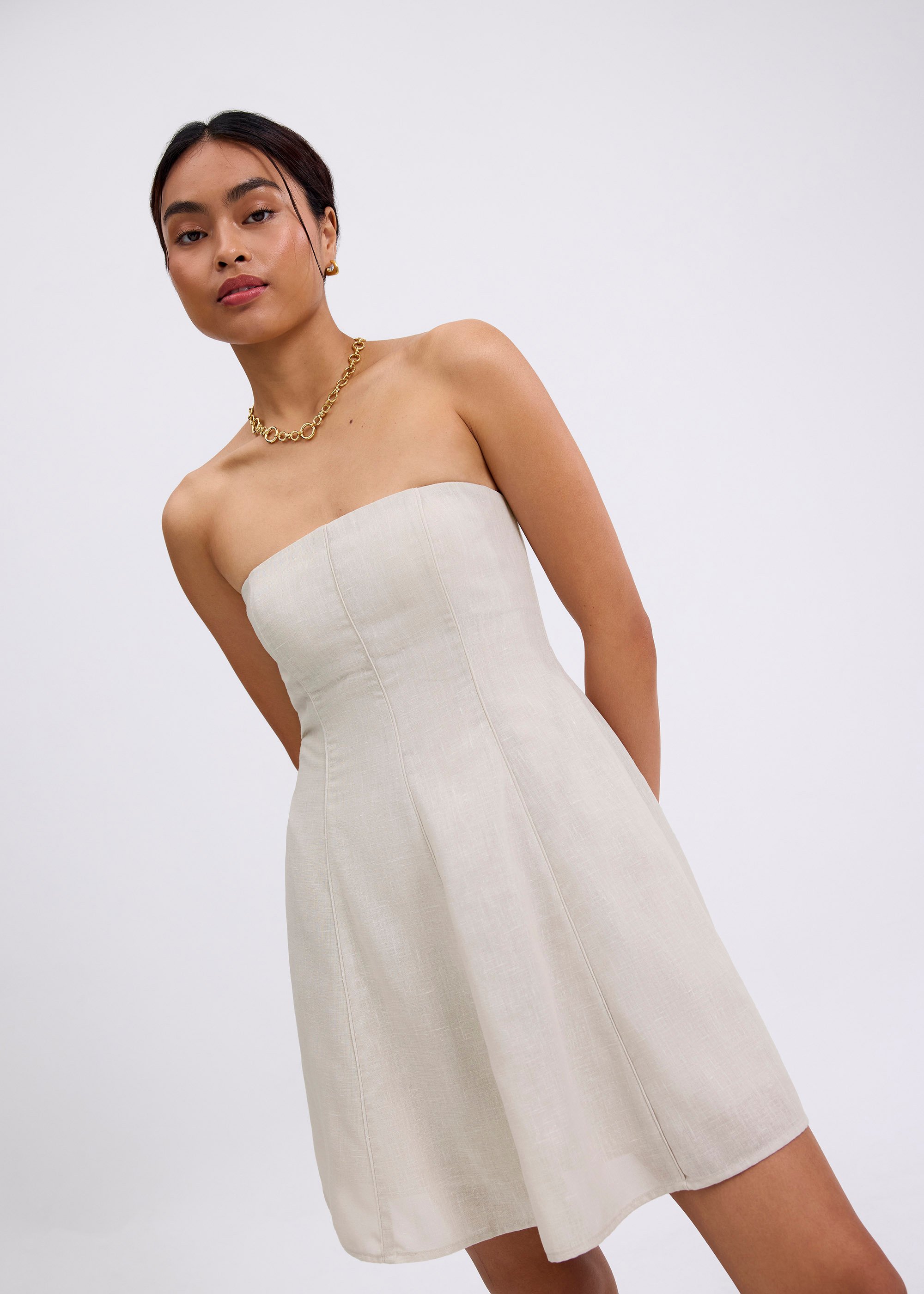

Padded Tube Fit & Flare Mini Dress in Garden City Blooms Love, Bonito