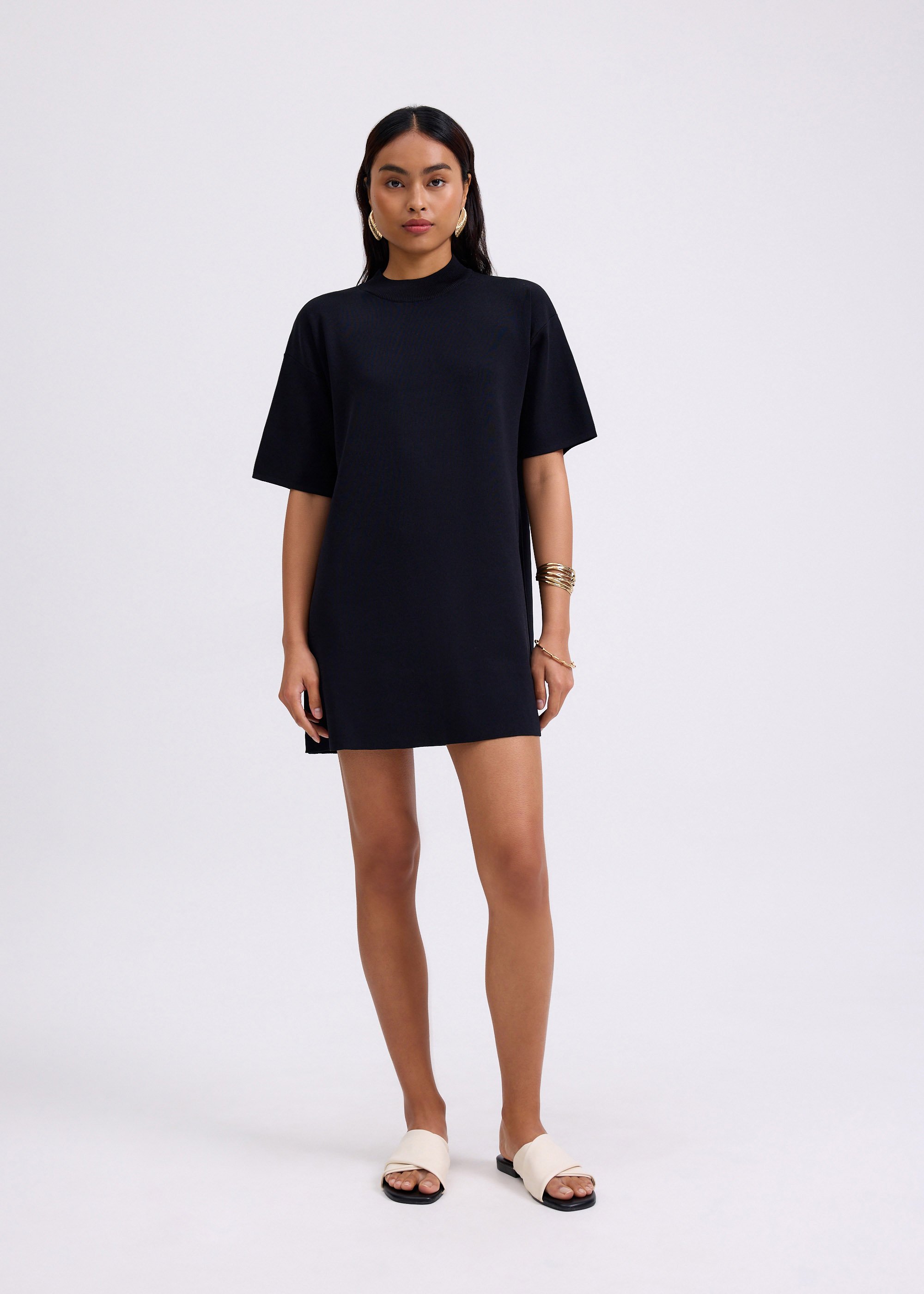 

Knit Round Neck Shift Mini Dress Love, Bonito