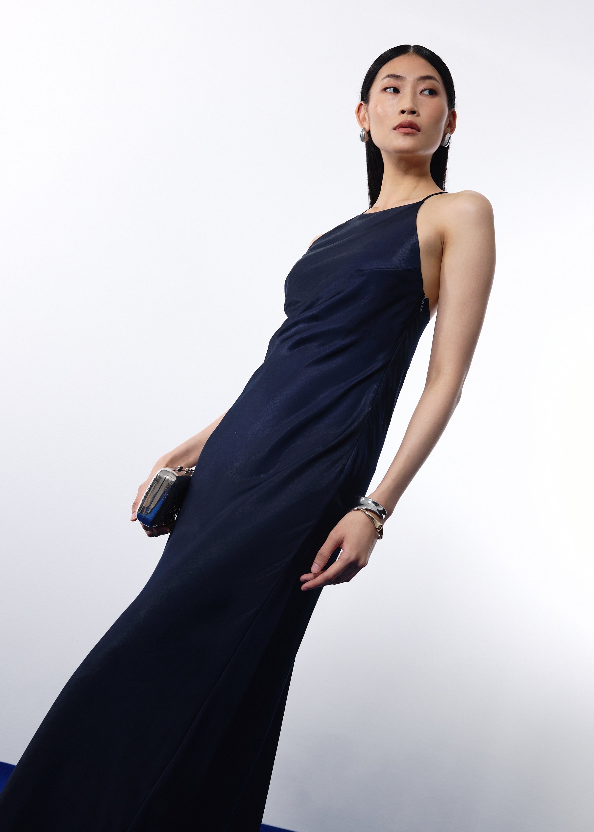

Padded Satin Halter Bias Cut Maxi Dress Love, Bonito