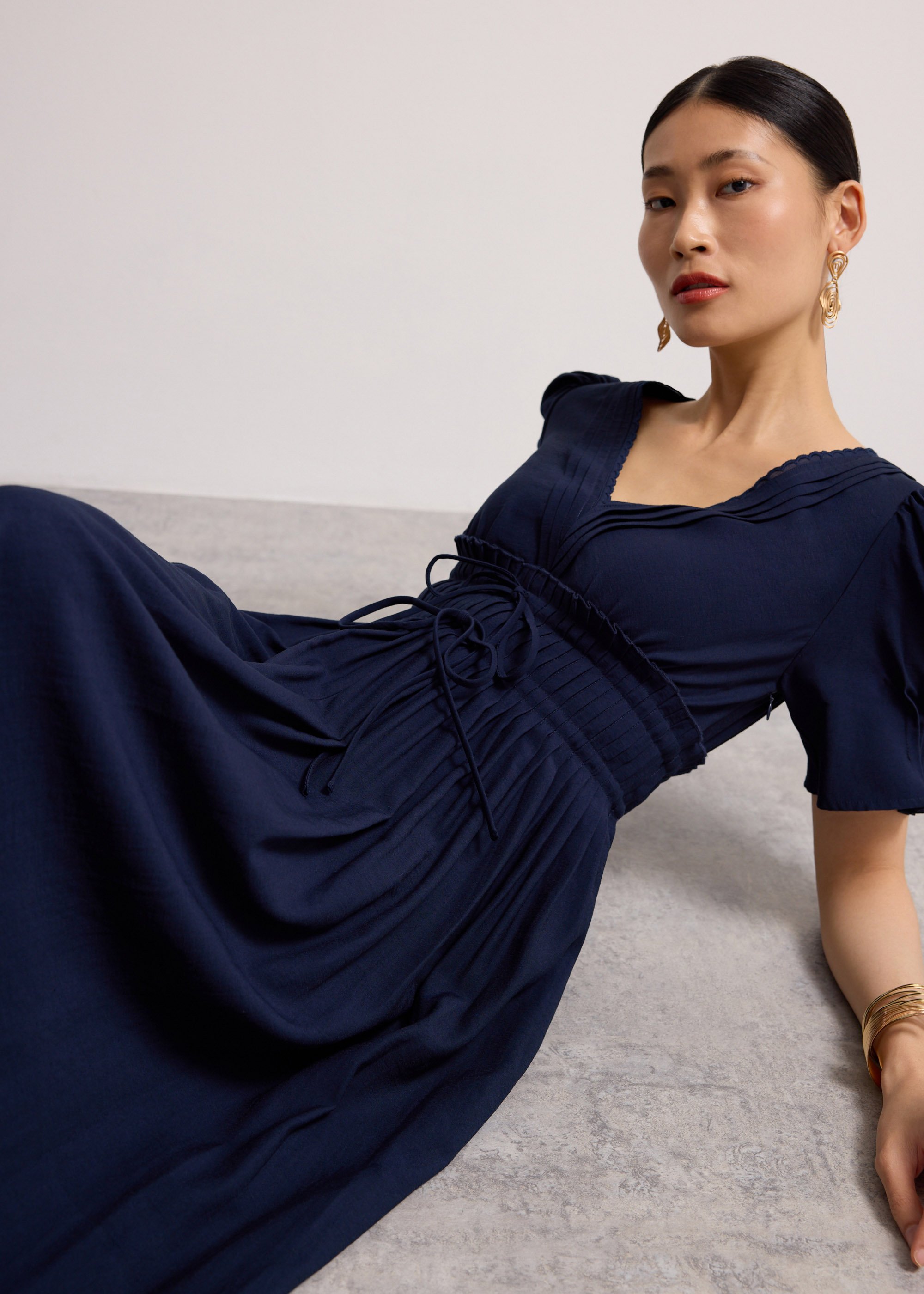 

V-Neck Puff Sleeve Fit & Flare Midaxi Dress Love, Bonito