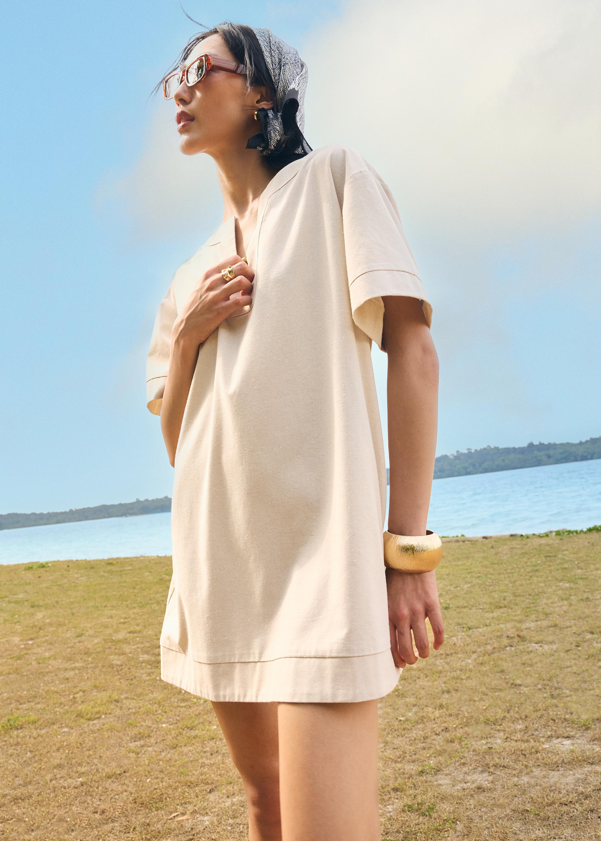 Coastal Bead Tunic Dress Love, Bonito: retailer-supplied image