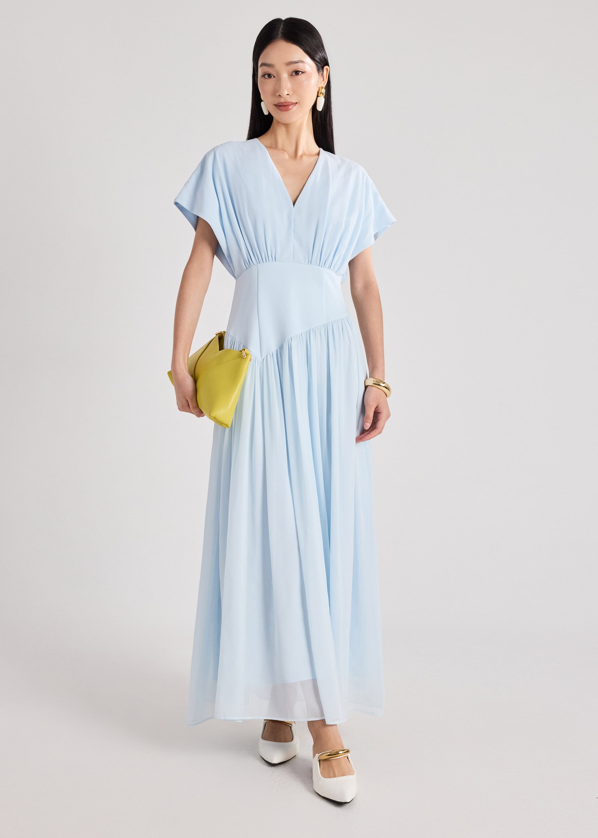 Chiffon Pleated Dress Love, Bonito: retailer-supplied image