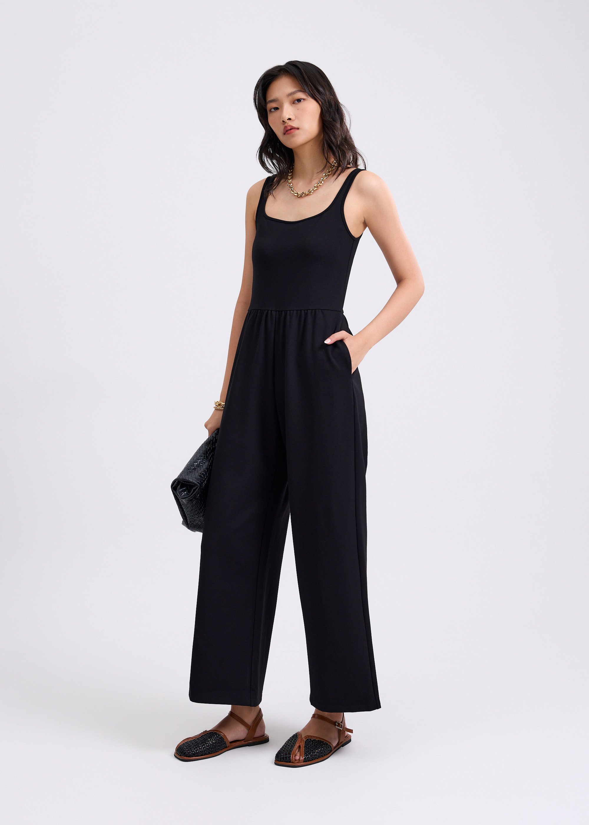 

Leggy™ Elastic Jersey Square Neck Jumpsuit