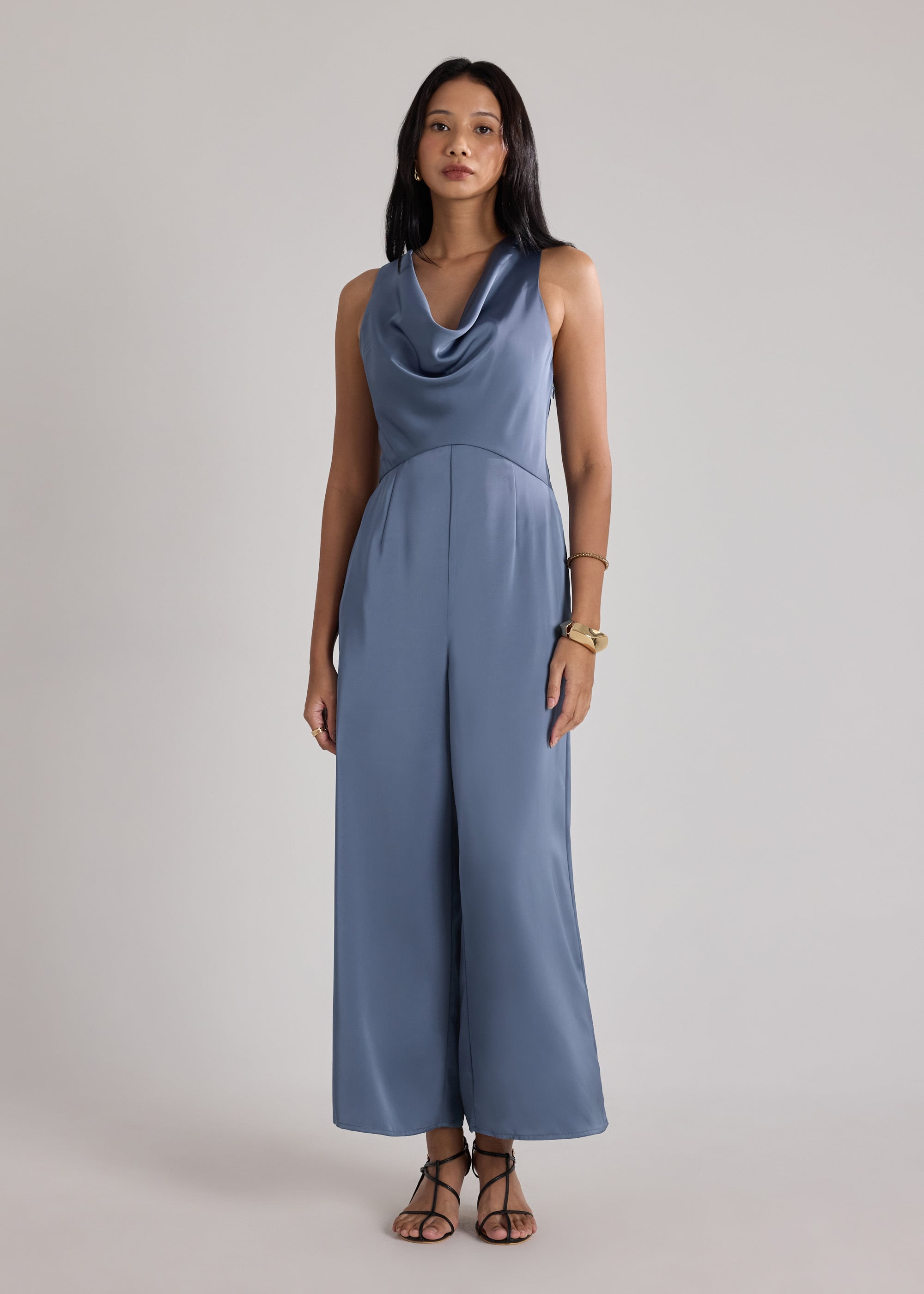 BraFree by LB Satin Cowl Neck Jumpsuit Love, Bonito: retailer-supplied image