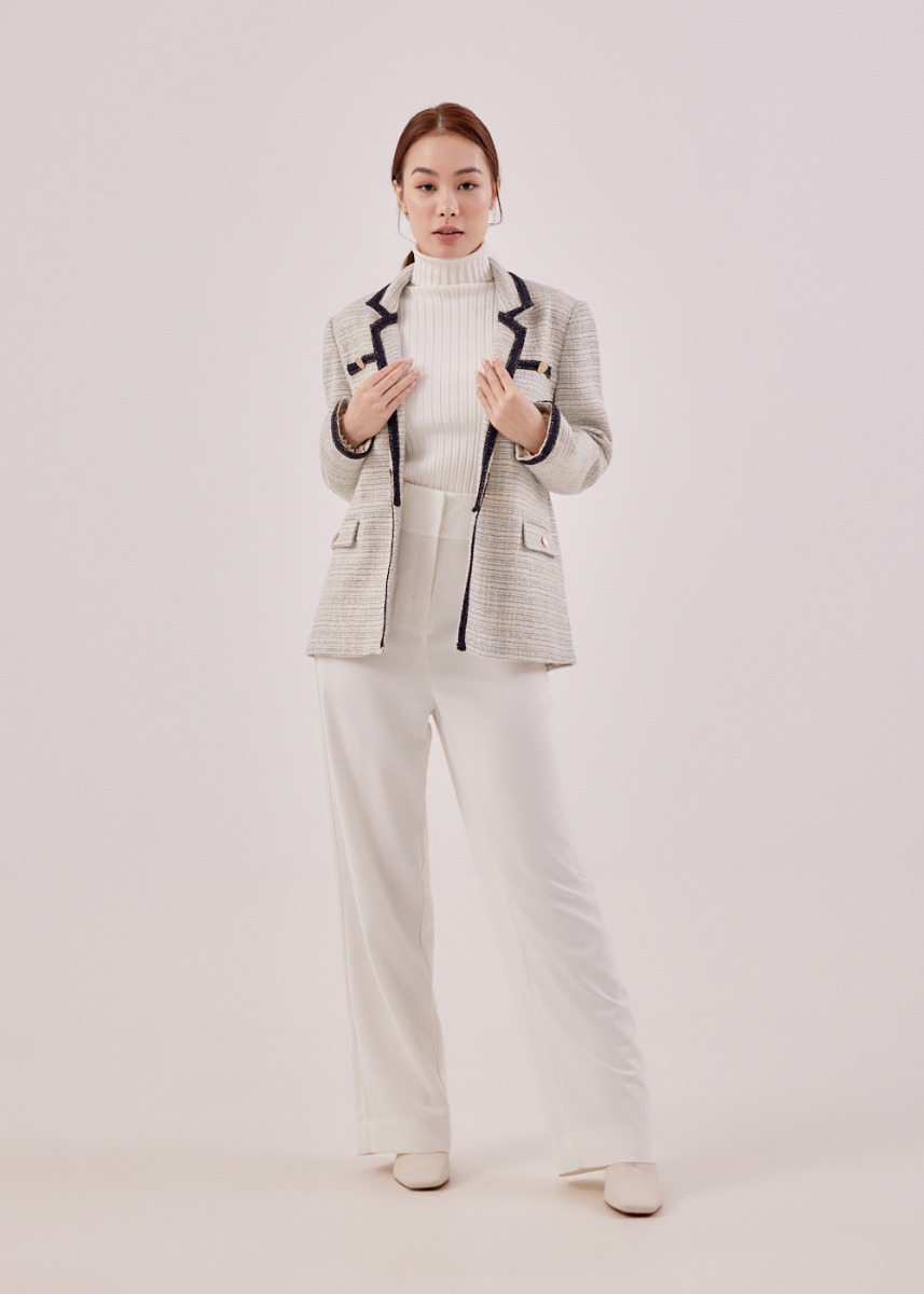 

Bysha Shoulder Padded Tweed Blazer-035-S