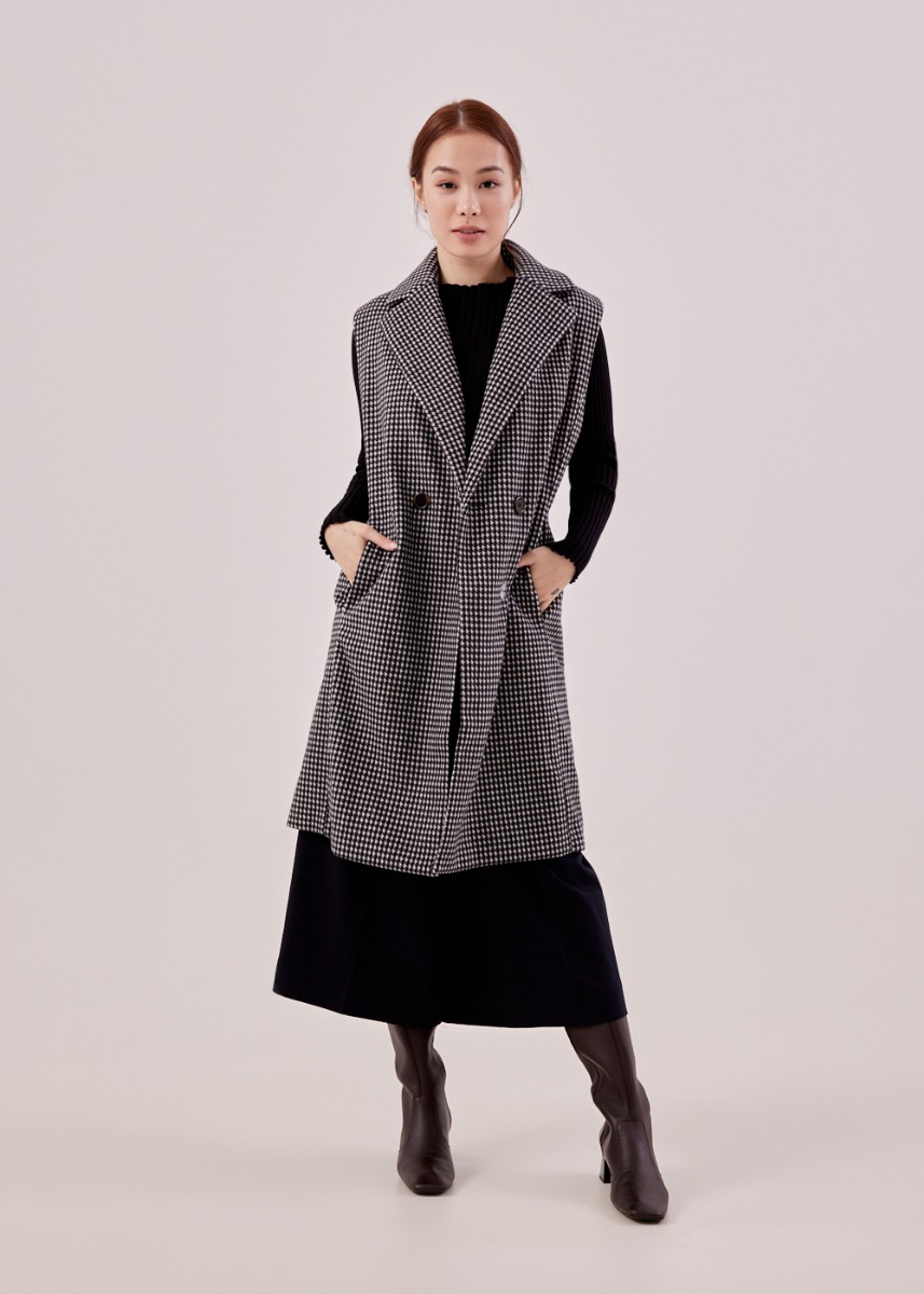 

Dayra Tailored Houndstooth Gilet-014-XS