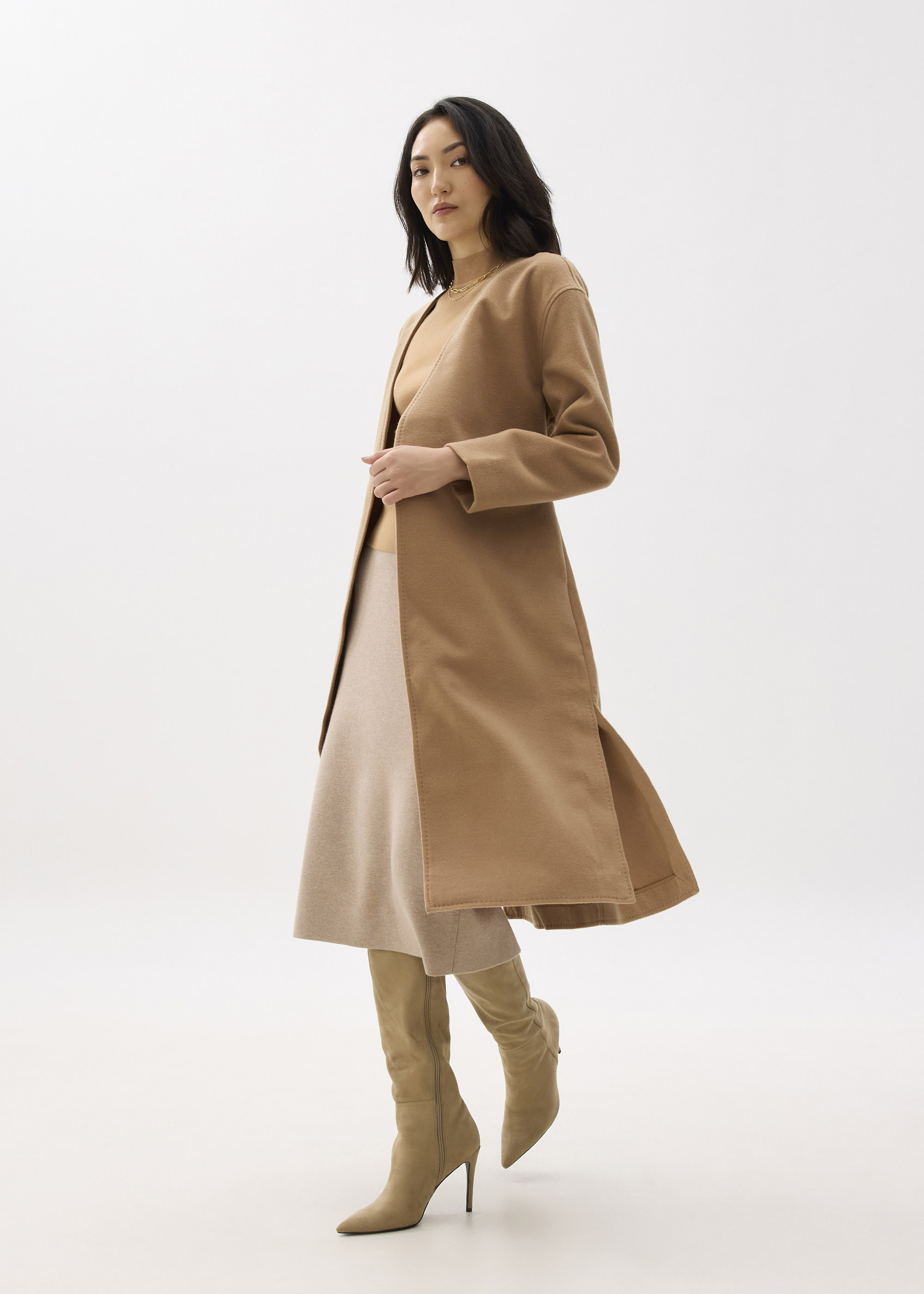 

Victoria Relaxed Melton Robe Coat-276-S