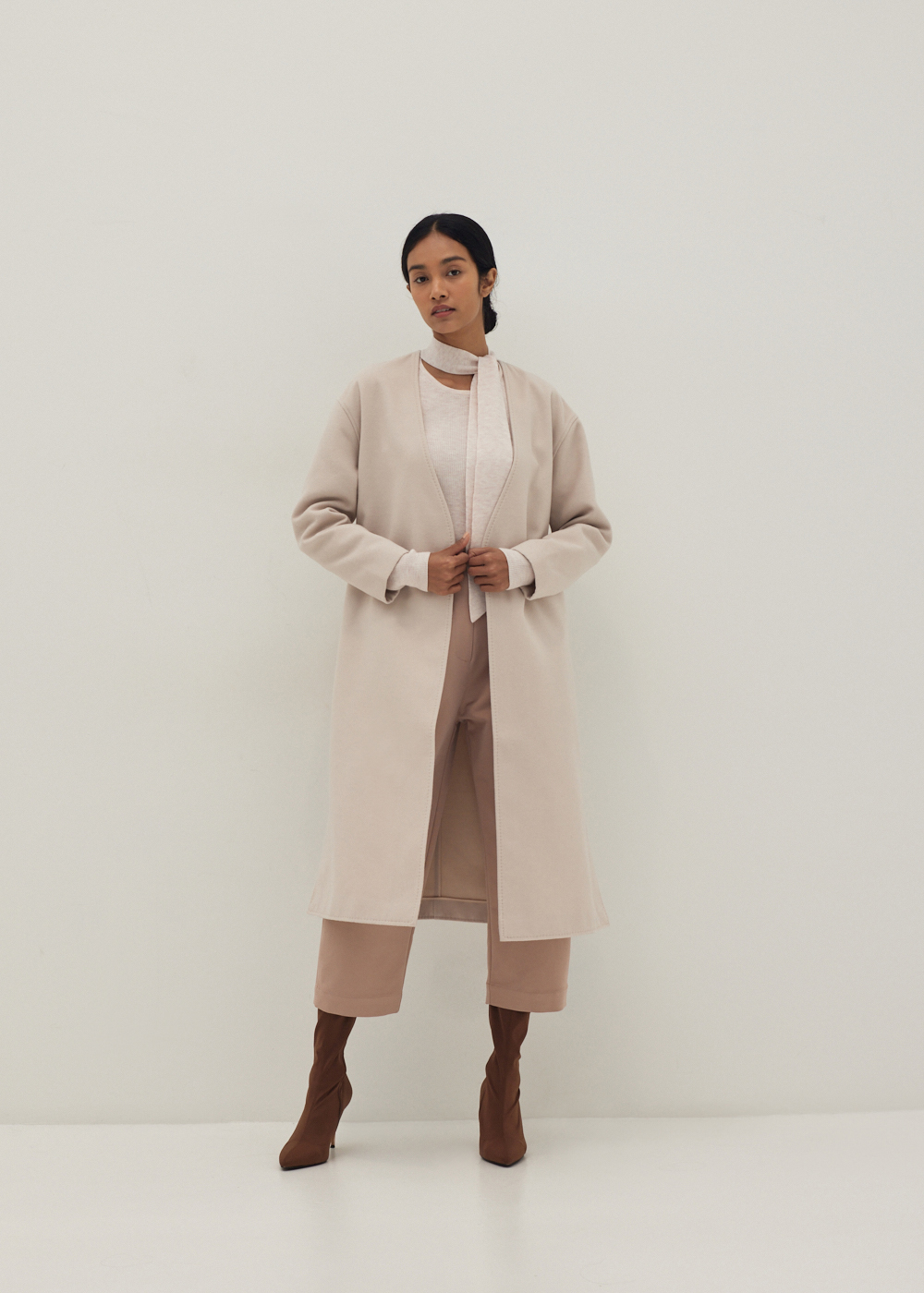 

Victoria Relaxed Melton Robe Coat-279-XS