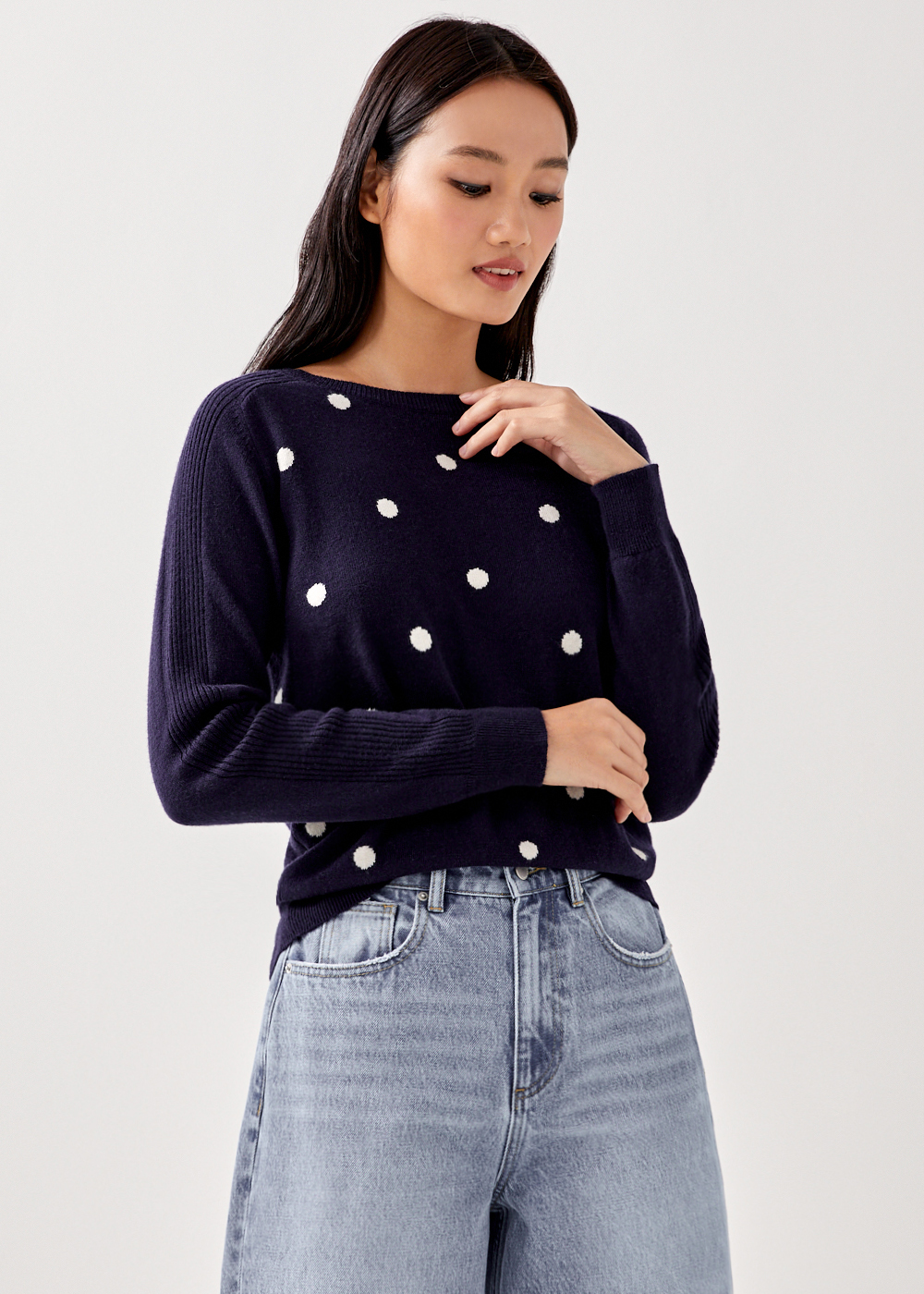 Buy Avani Polka Dot Jumper Love Bonito Singapore Shop Women S Fashion Online Love Bonito Sg Women S Fashion
