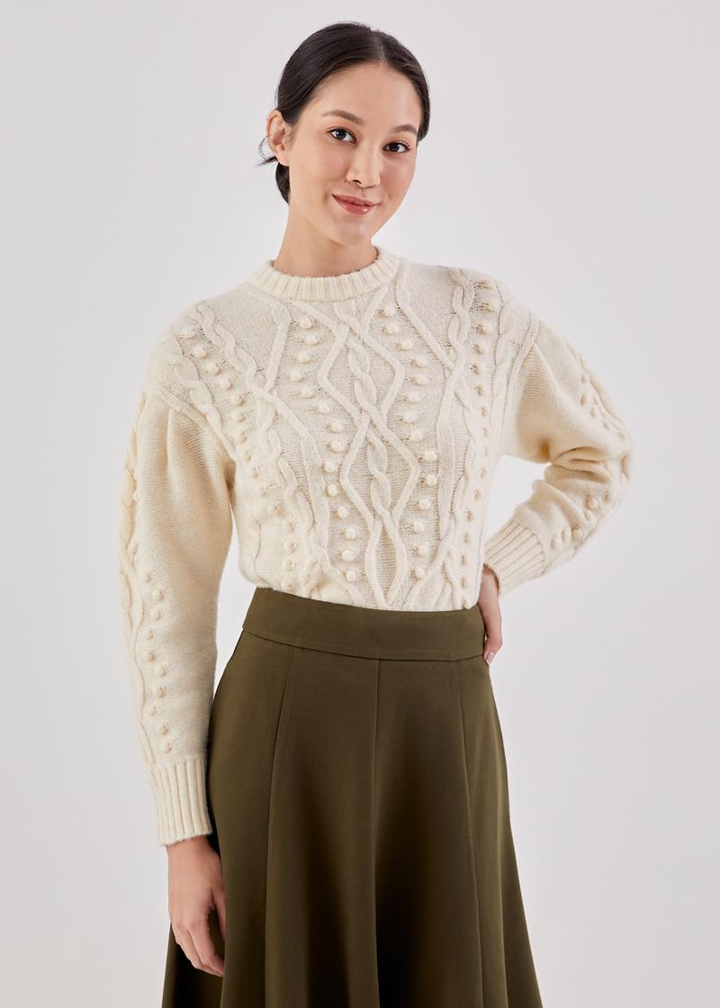 Rylie Cable Knit Puff Sleeve Jumper