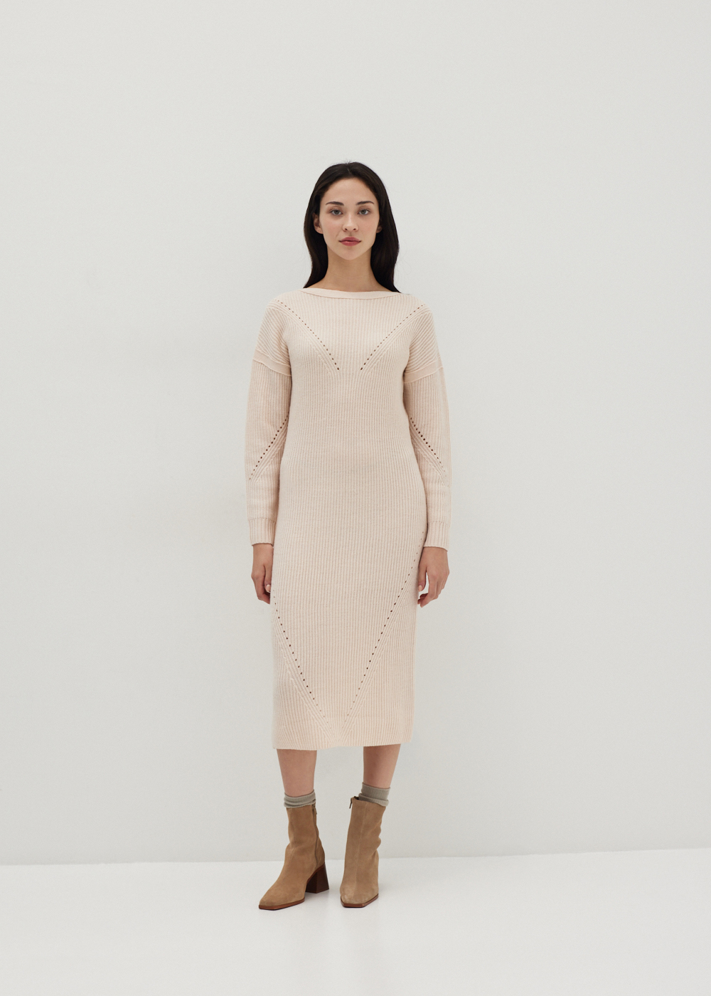 

Ruby Mercerized Wool Midi Sweater Dress-085-XL
