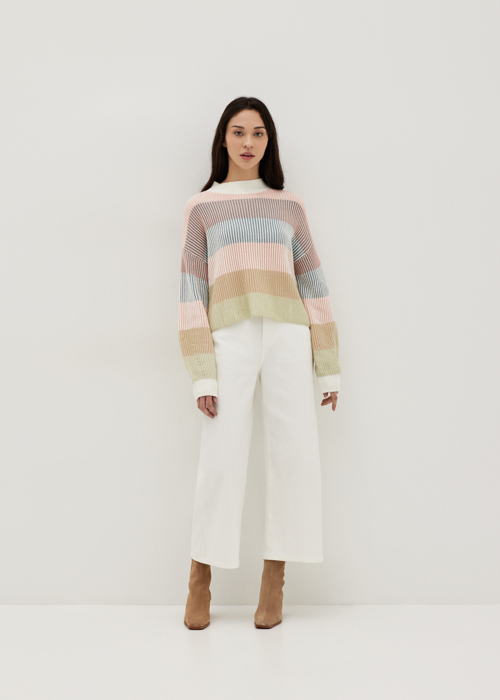 

Janie Multi Colour Plaited Knit Sweater-001-L