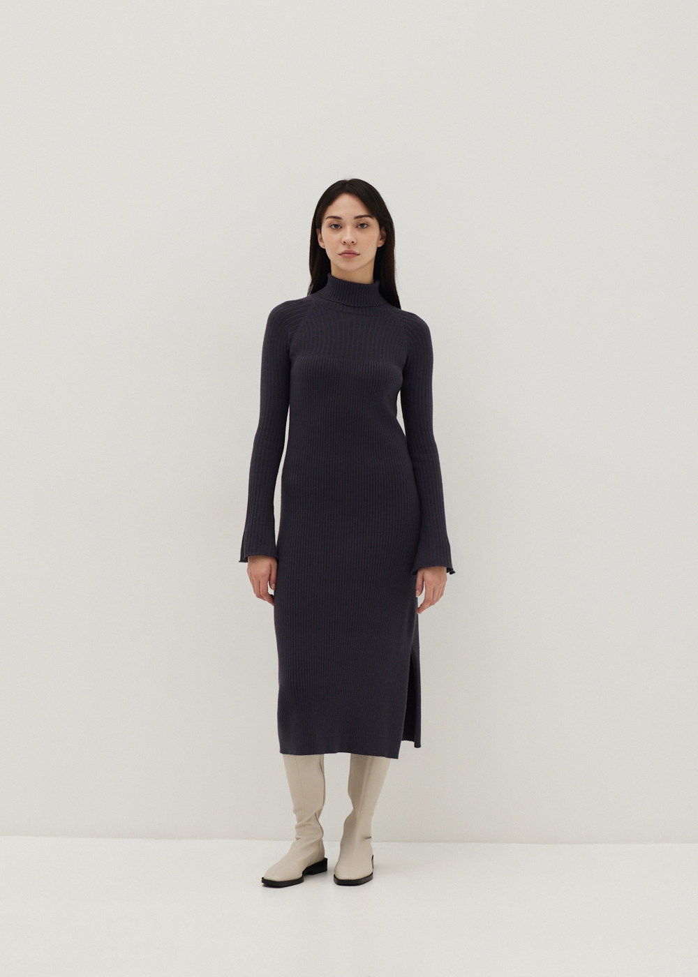 

Gio Foldover Turtle Neck Knit Dress-171-L