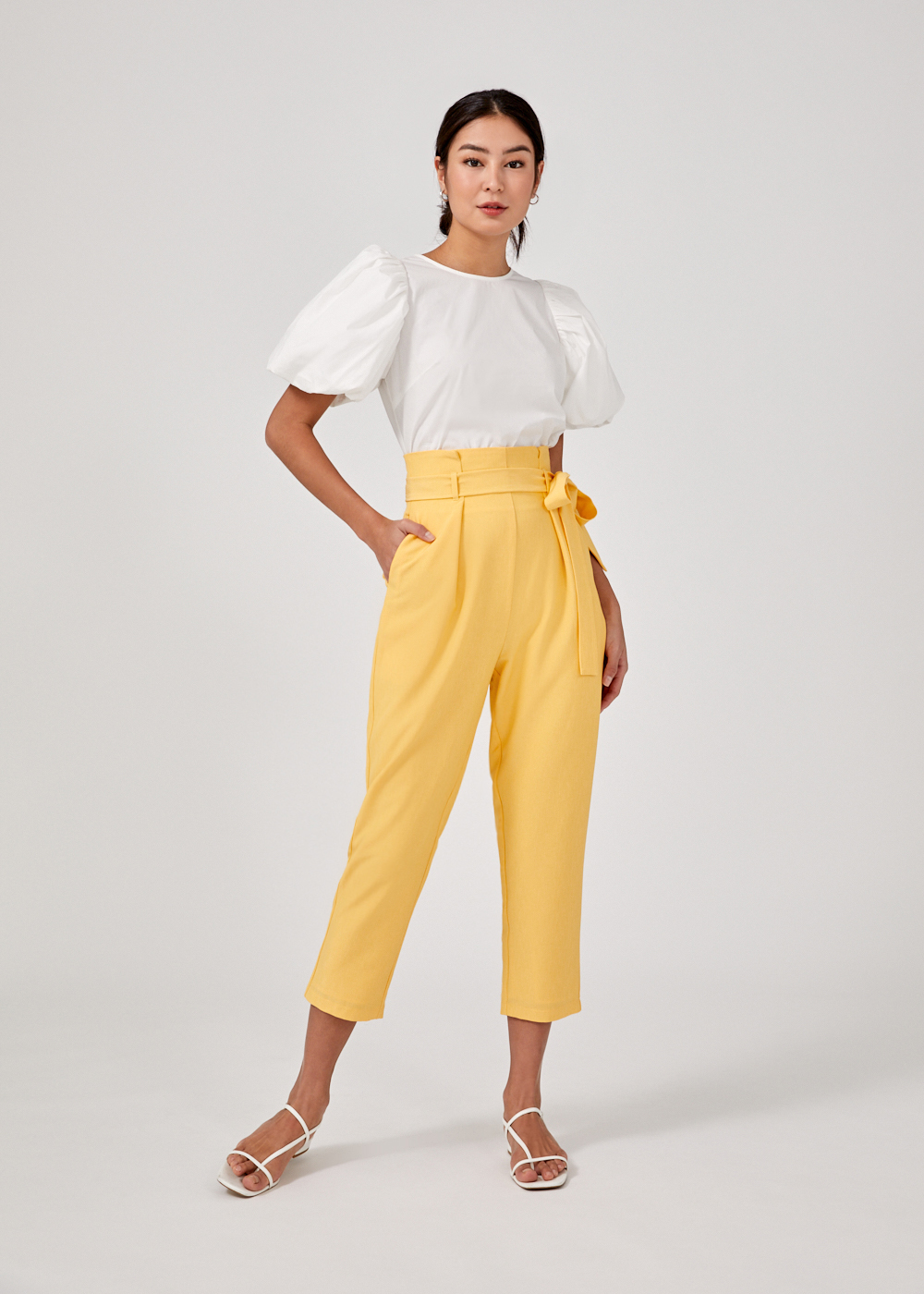 yellow puff sleeve top