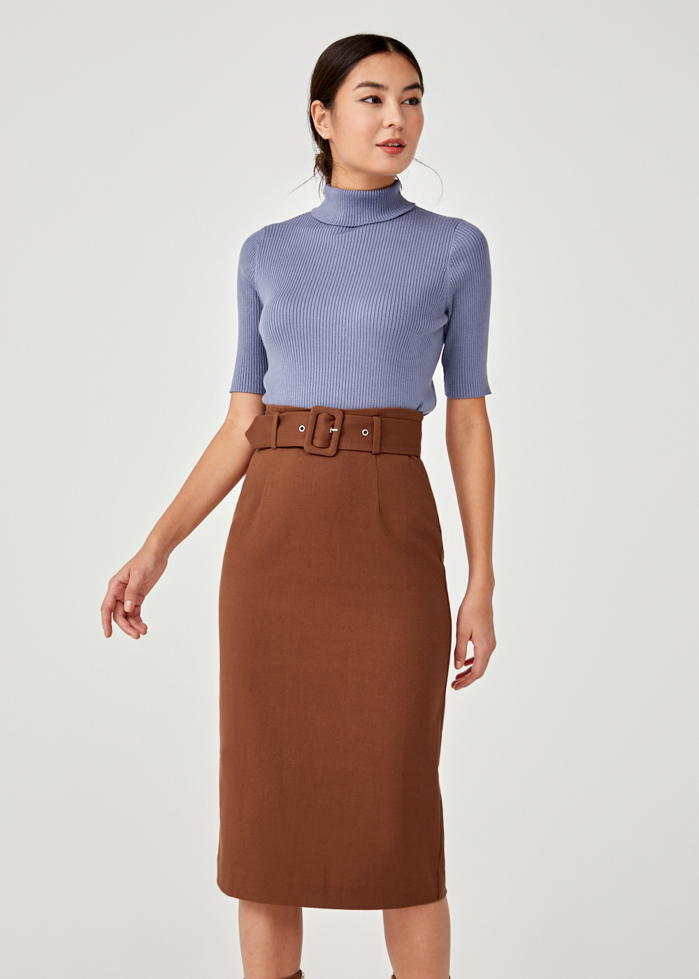 Aura Belted Pencil Skirt