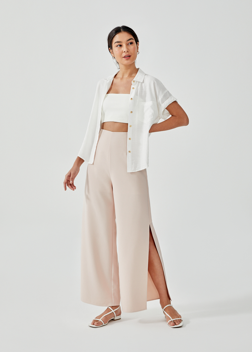 wide leg pants with slits