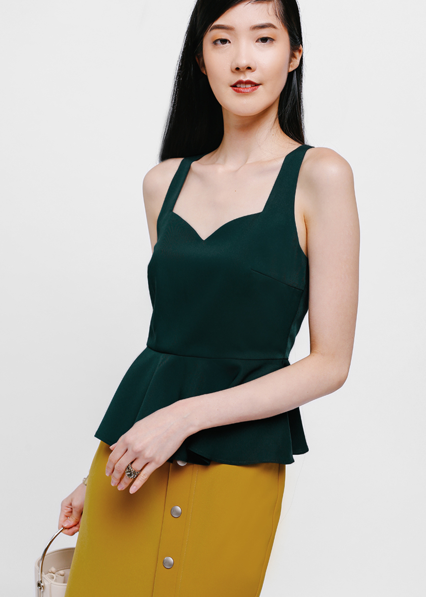 green peplum blouse