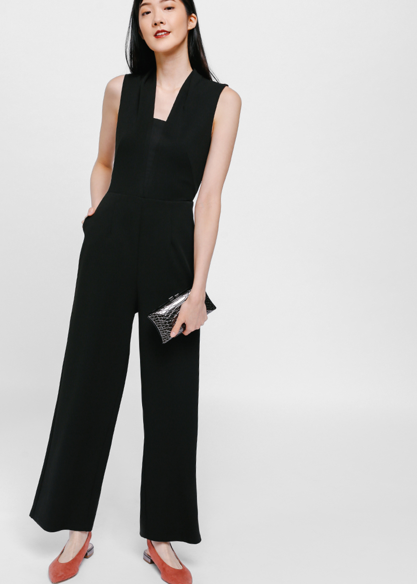 mesh panel jumpsuit