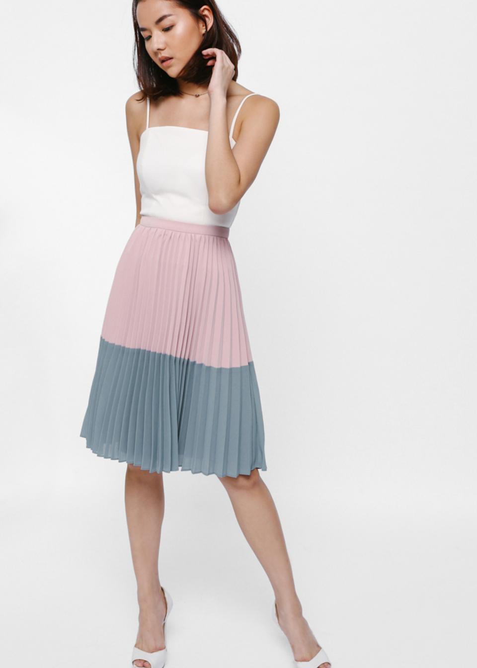 Melanya Colourblock Pleated Skirt