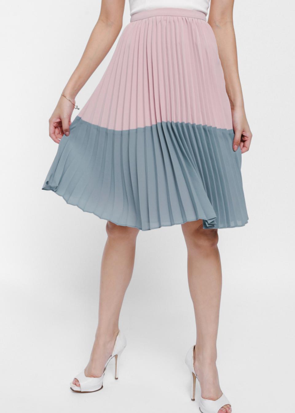 Melanya Colourblock Pleated Skirt