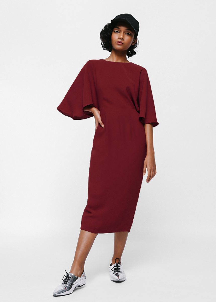 Split sleeve detail hot sale wiggle midi dress