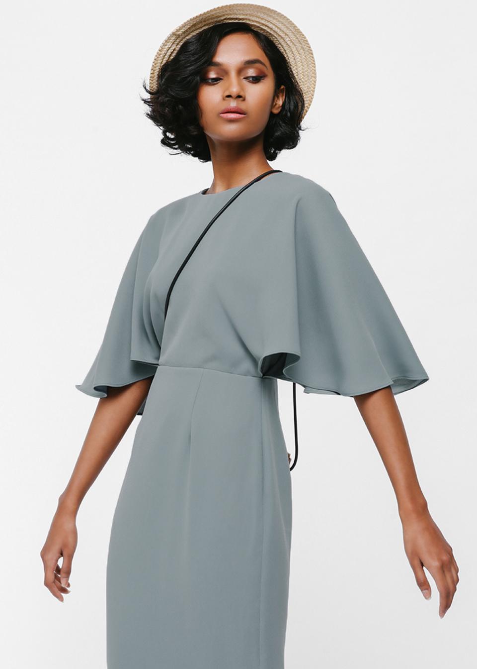 Buy Merenia Cape Sleeve Midi Dress @ Love, Bonito Singapore | Shop ...