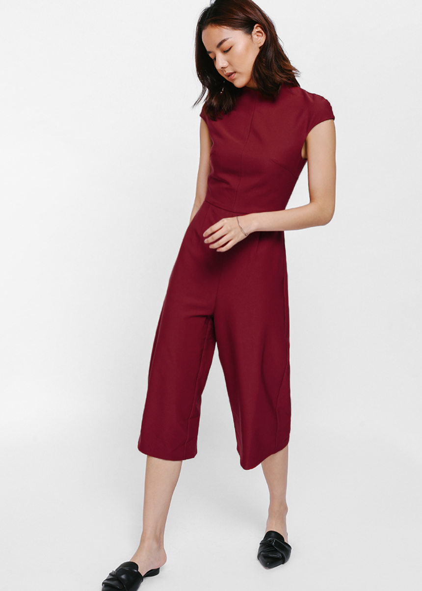 red high neck jumpsuit