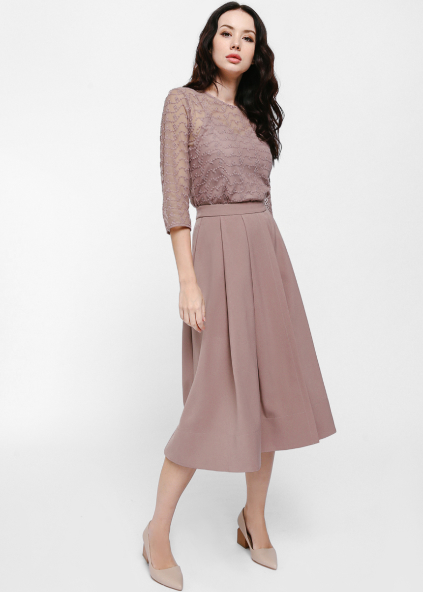 Buy Pautryne Pleated Midi Skirt @ Love 