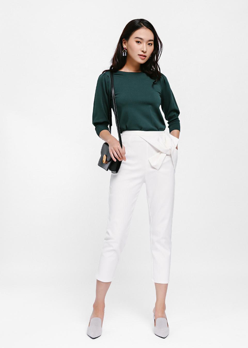 Cristo Bow Detail Cropped Pants