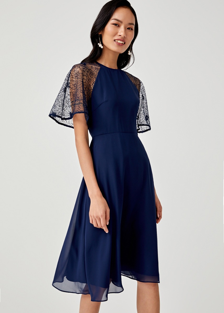 Buy Lillian Lace Sleeve Midi Dress @ Love, Bonito Singapore | Shop ...