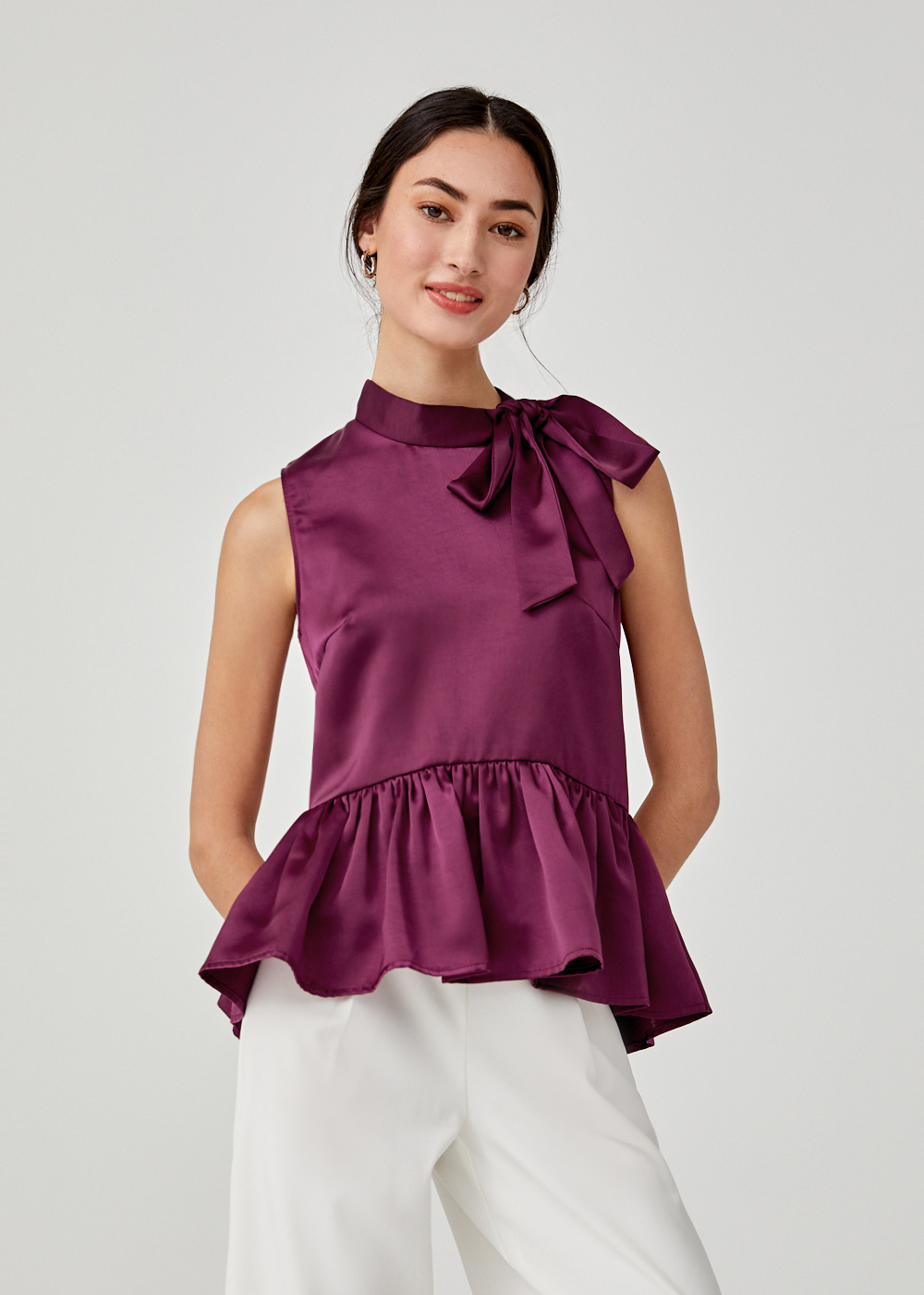 satin peplum top